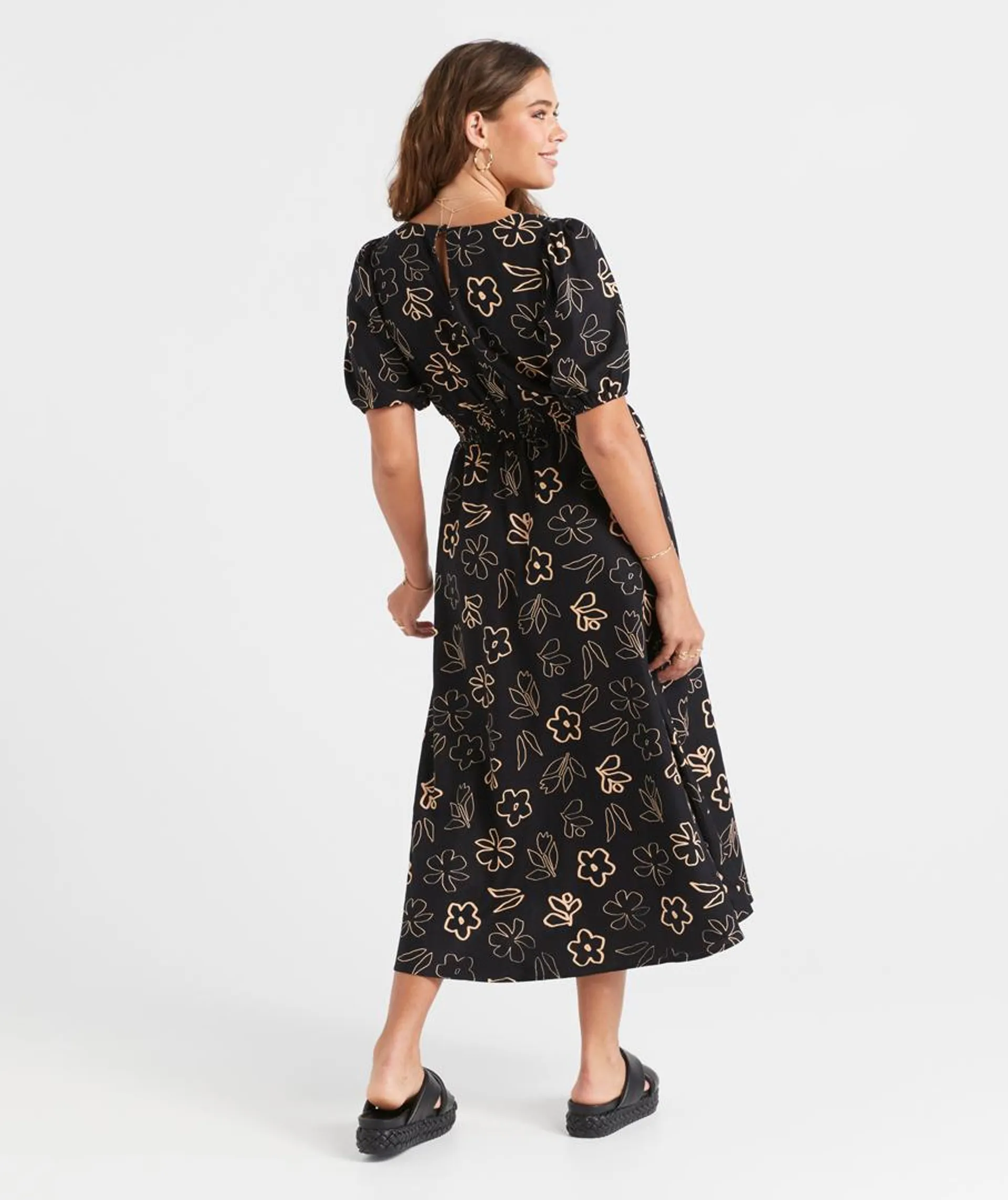 JOEY FLORAL BUTTON MIDI DRESS