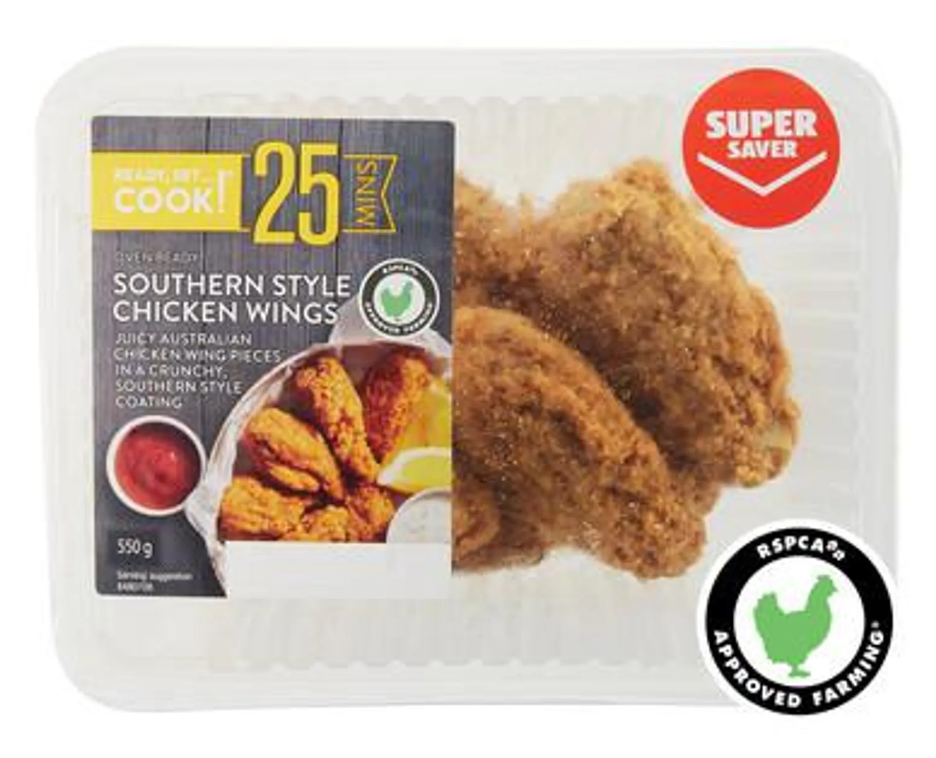 Ready, Set…Cook! Southern Style RSPCA Approved Chicken Wings 550g