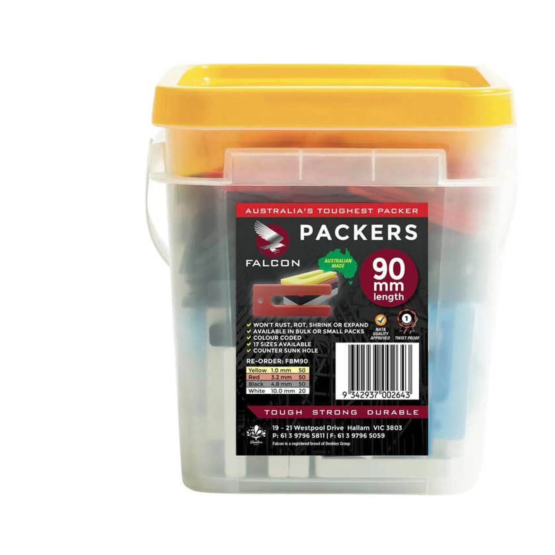 Falcon Packers Mixed Bucket 5 Sizes 90mm - 220 Pack