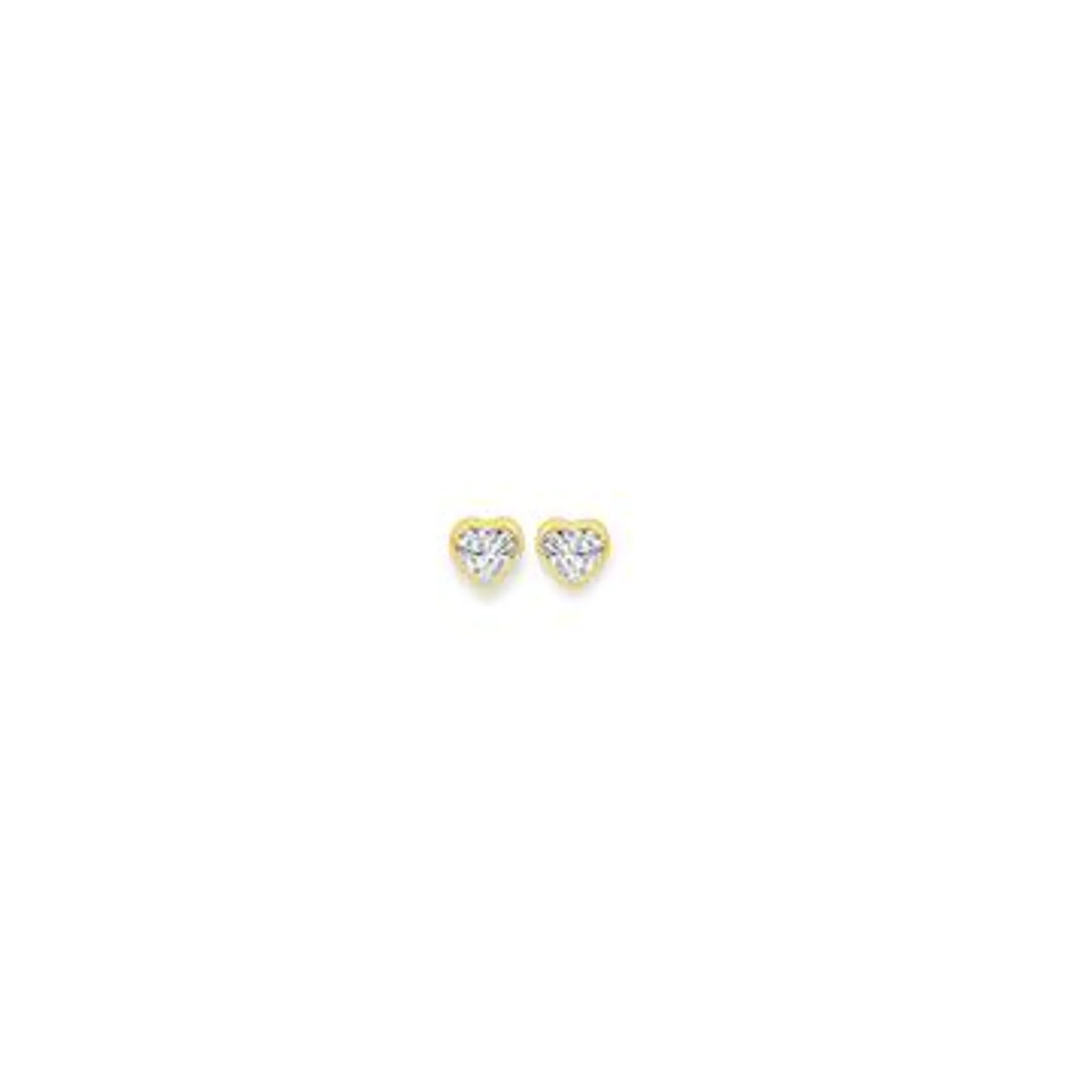 9ct Gold CZ Heart Stud Earrings