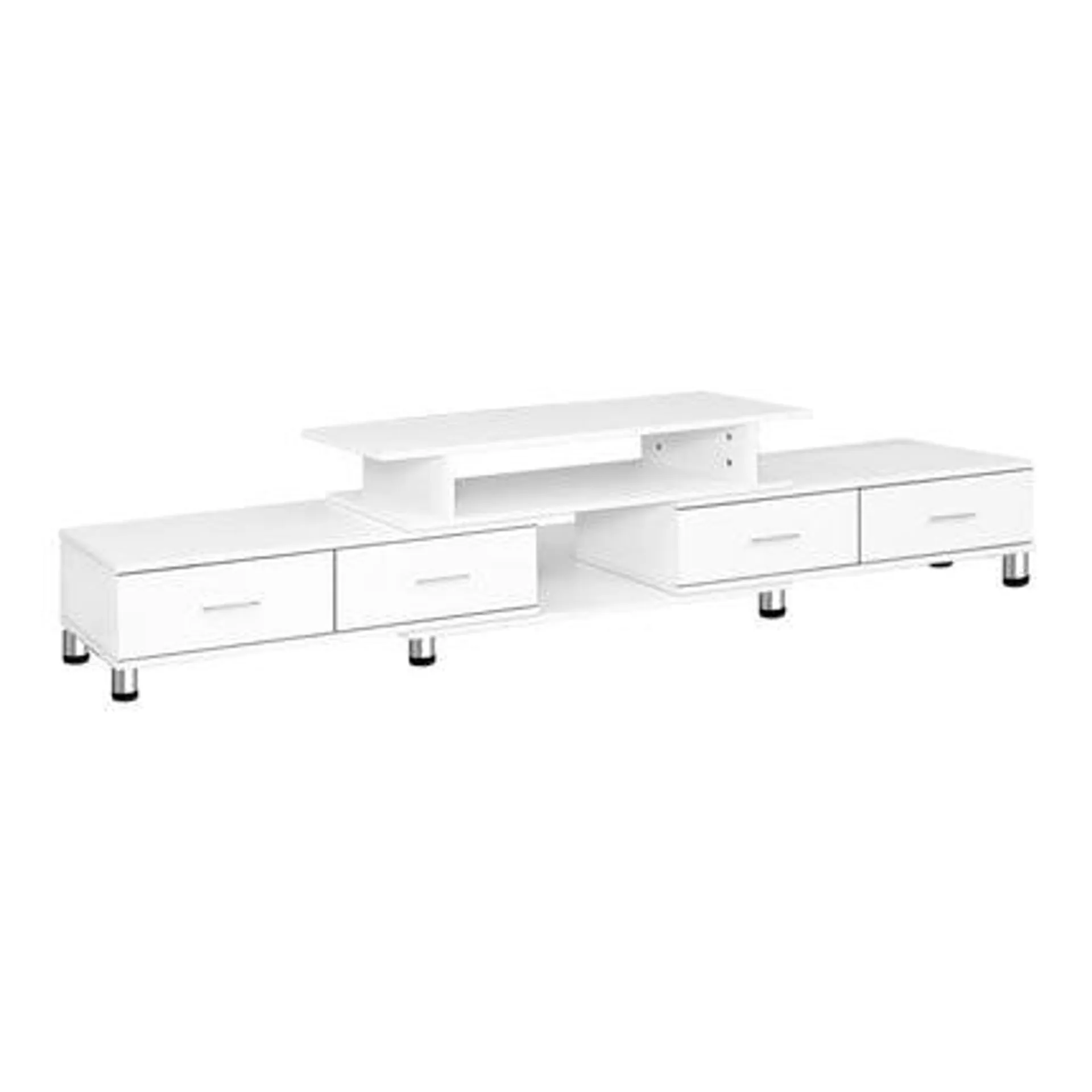 TV Cabinet Entertainment Unit Stand Wooden 160CM To 220CM Lowline Storage Drawers White