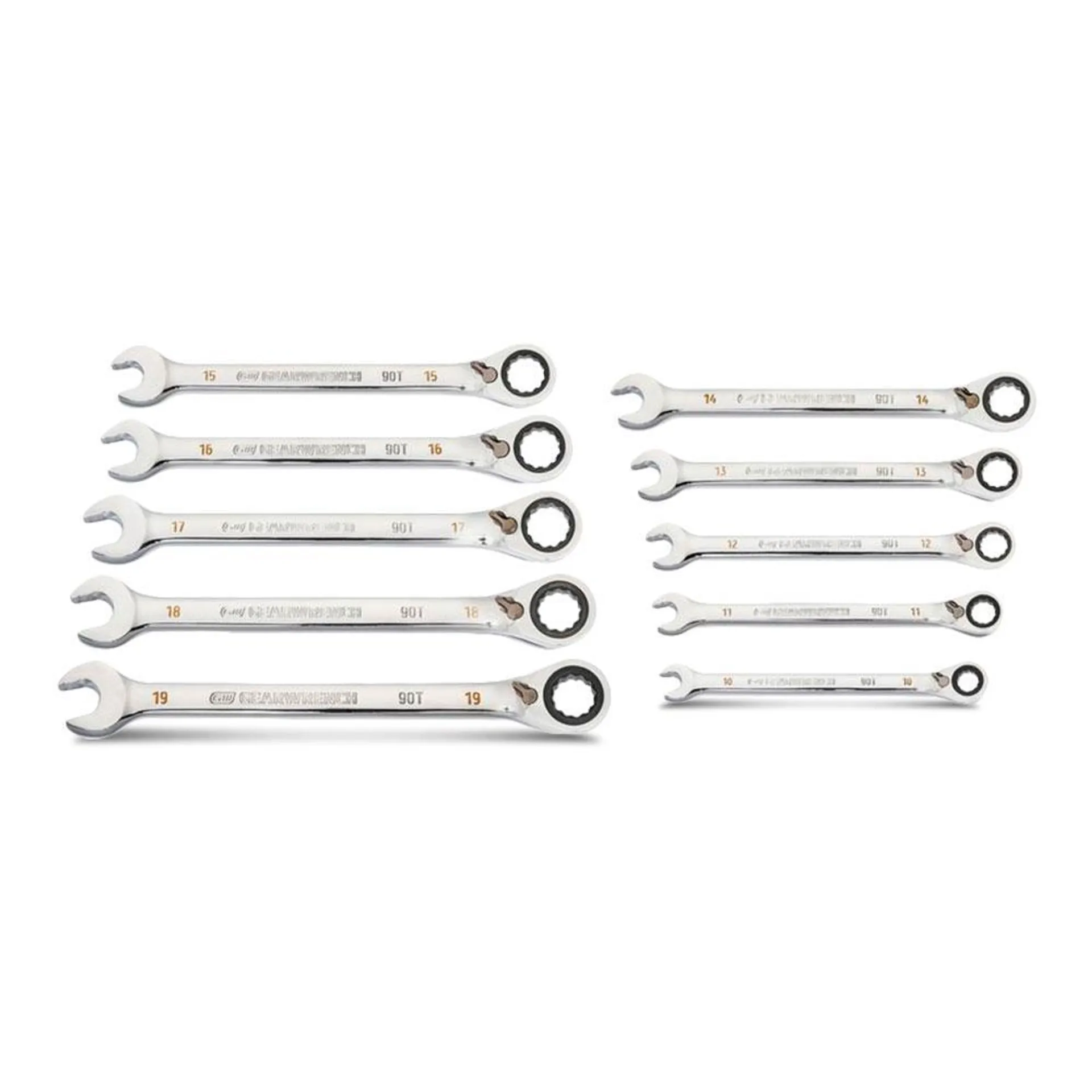 GEARWRENCH 87027 10pce 12 Point Metric 90T Reversible Ratcheting Wrench Set