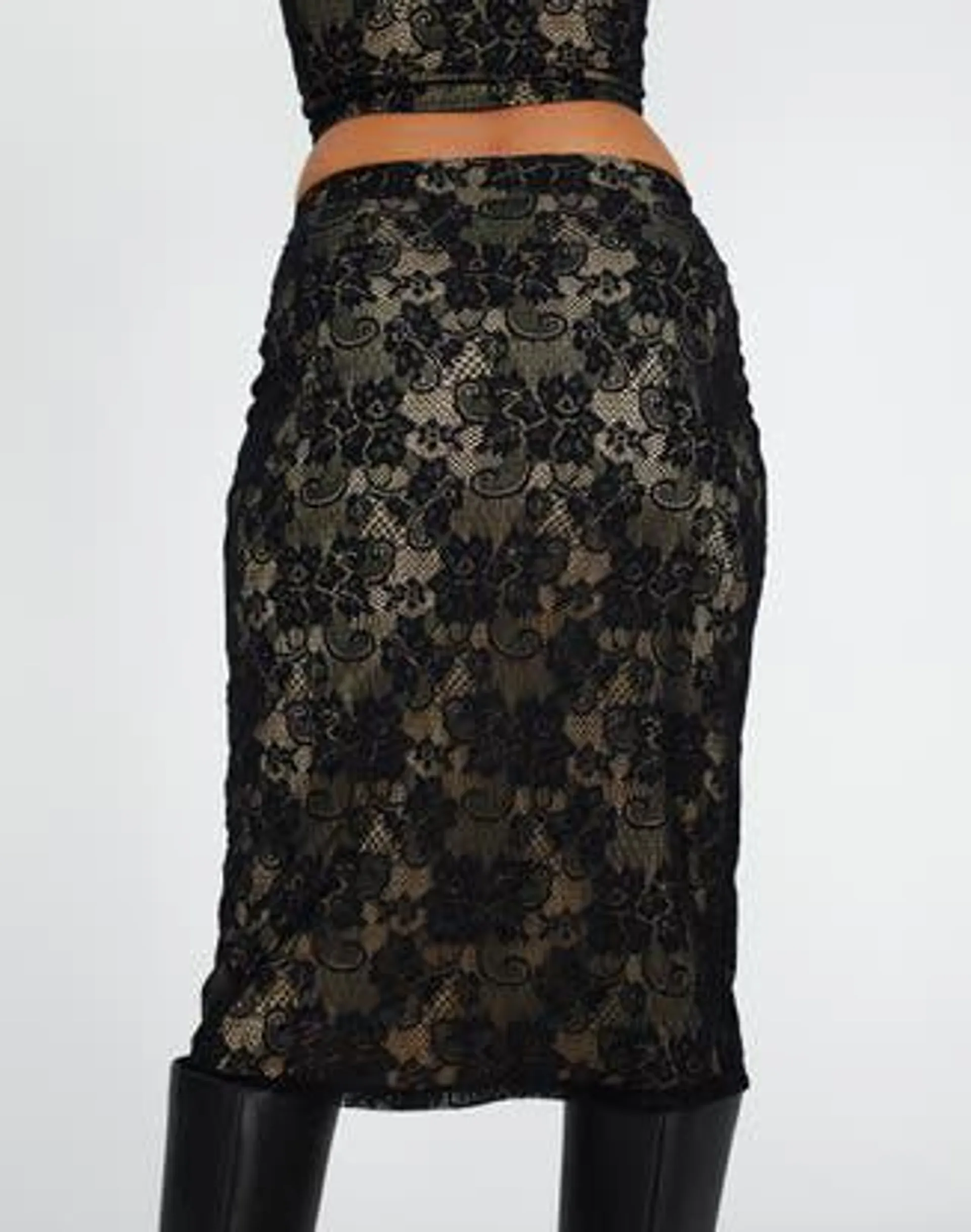 Lace Midi Slip Skirt