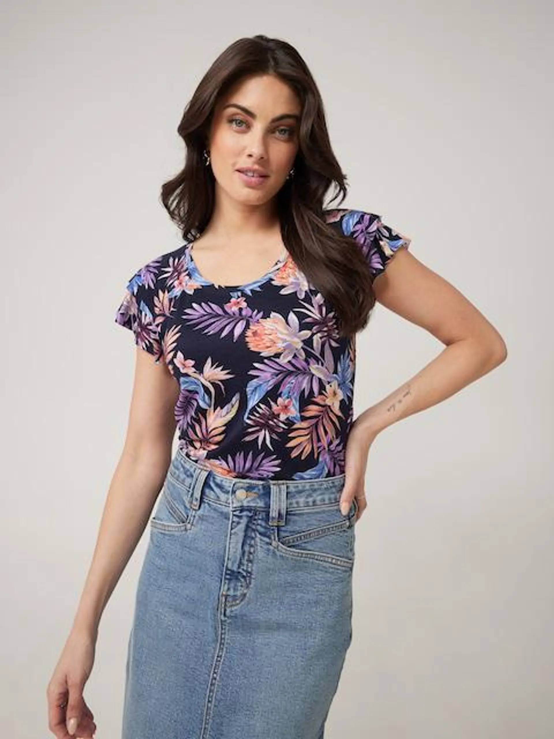 Just Jeans Sally Flutter Sleeve Top