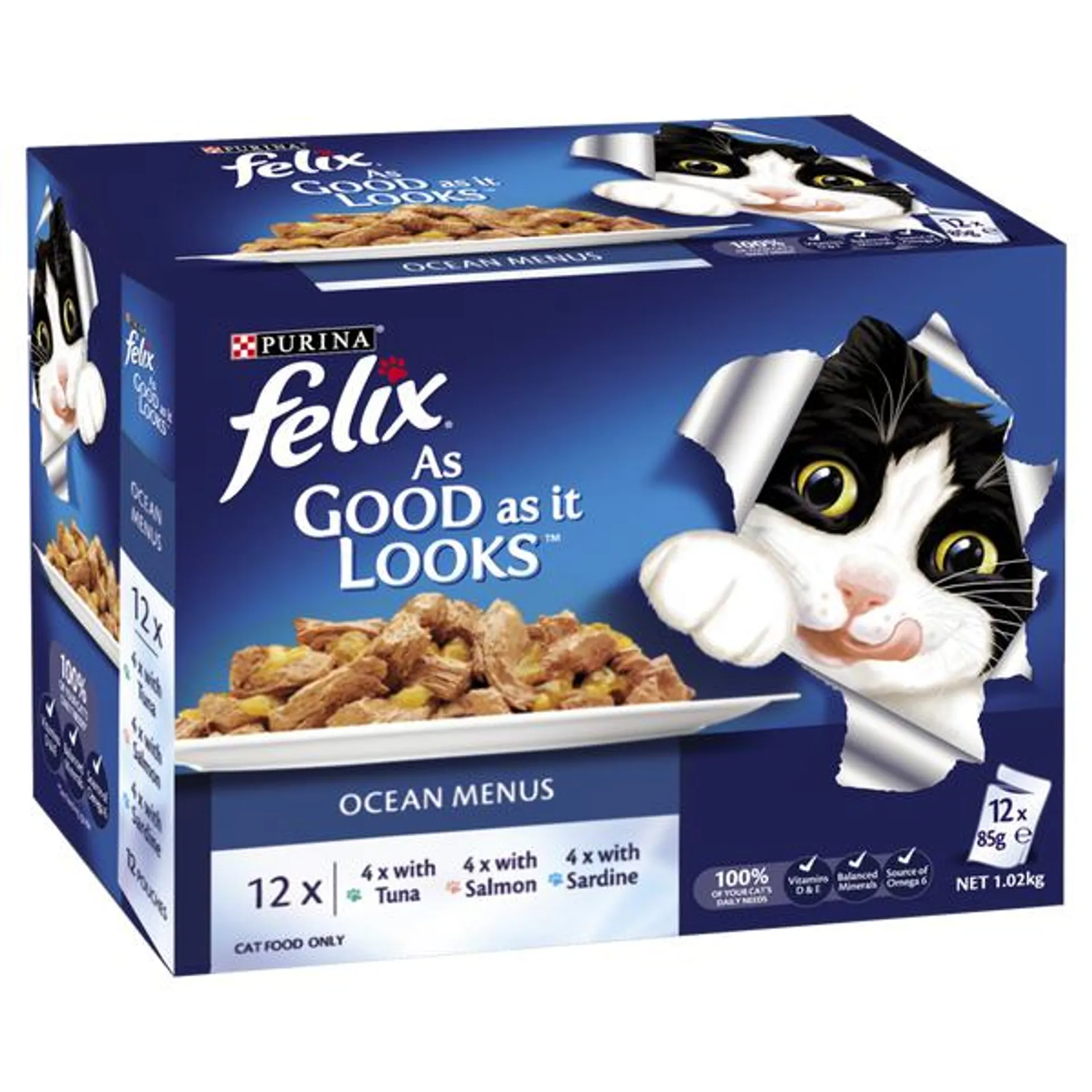 FELIX - Multi-Pack Ocean Menus in Jelly Wet Cat Food (85g x 12pk)