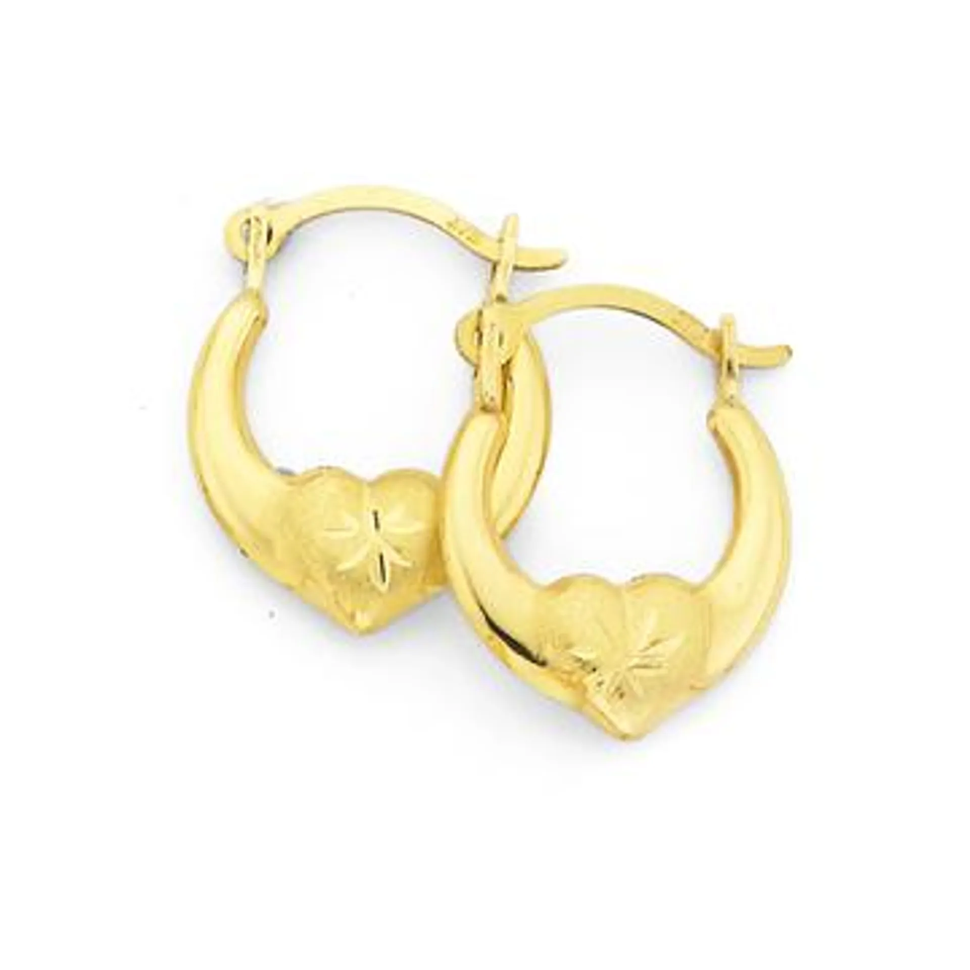 9ct Gold Heart Creole Earrings