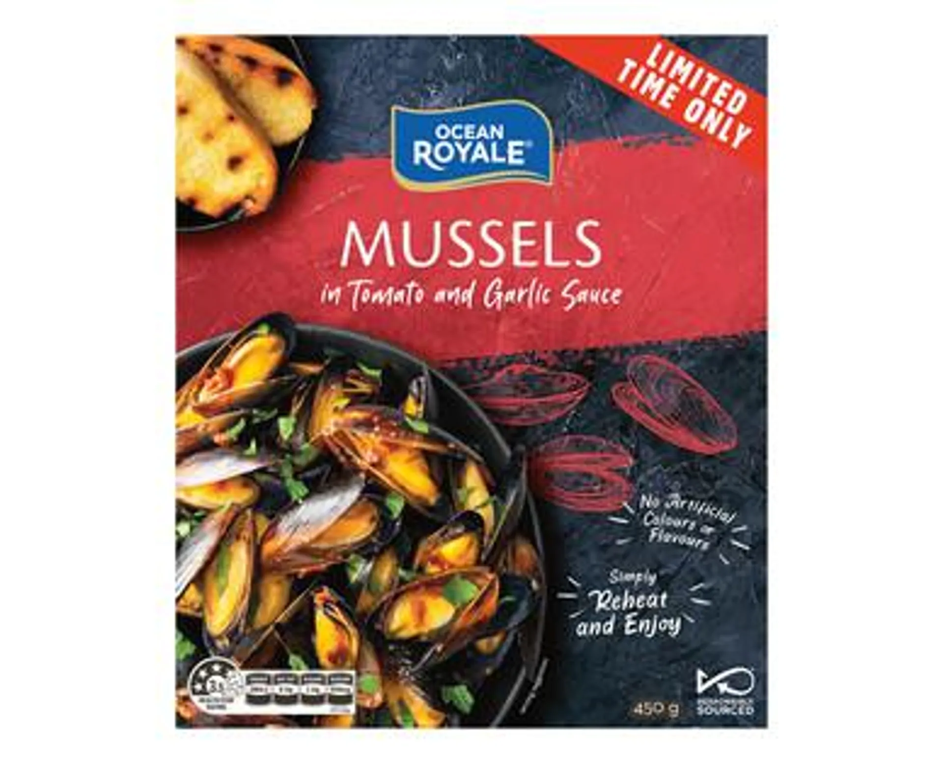 Ocean Royale Mussels in Tomato and Garlic Sauce 450g