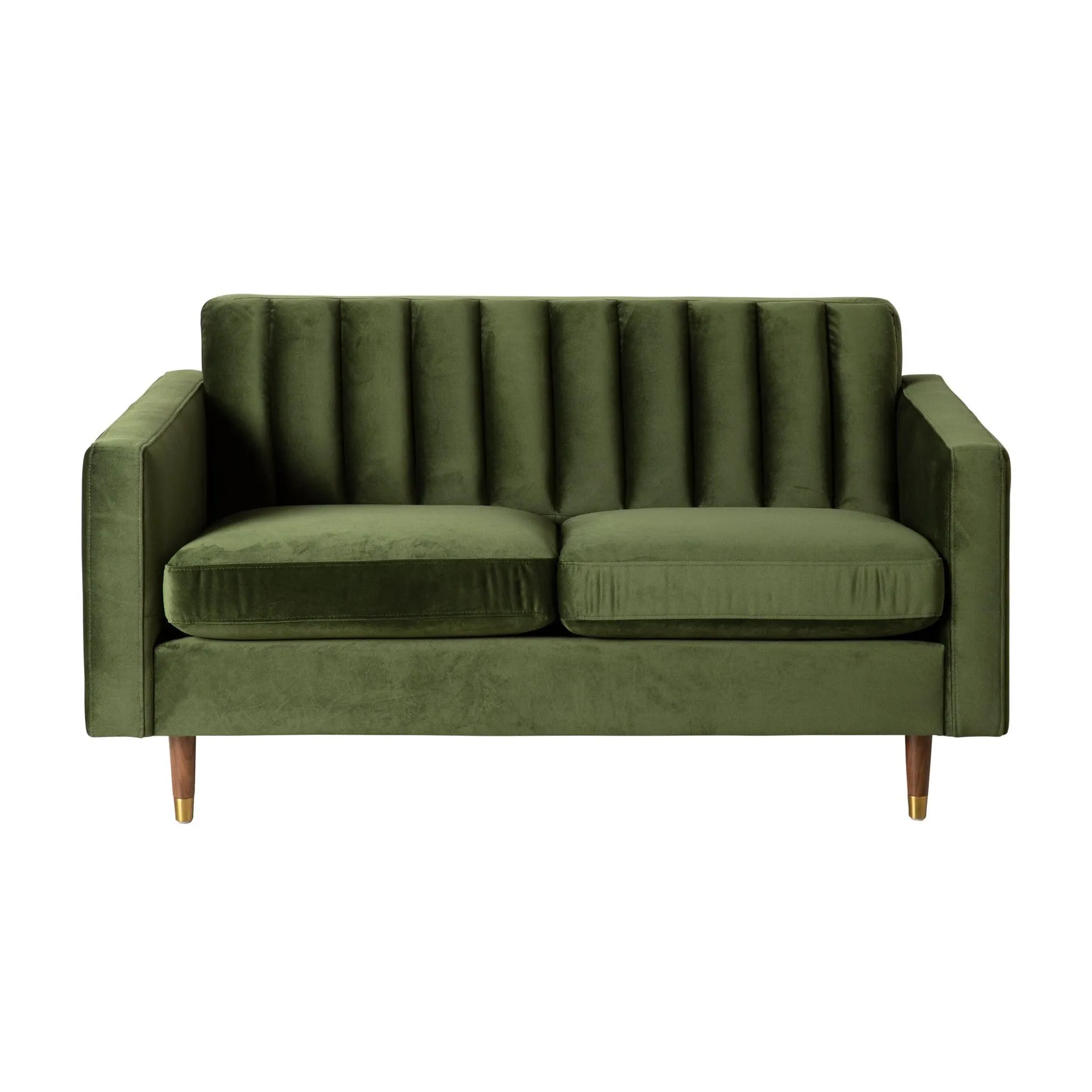Stitch 2 Seater Velvet Sofa Olive Green C-031