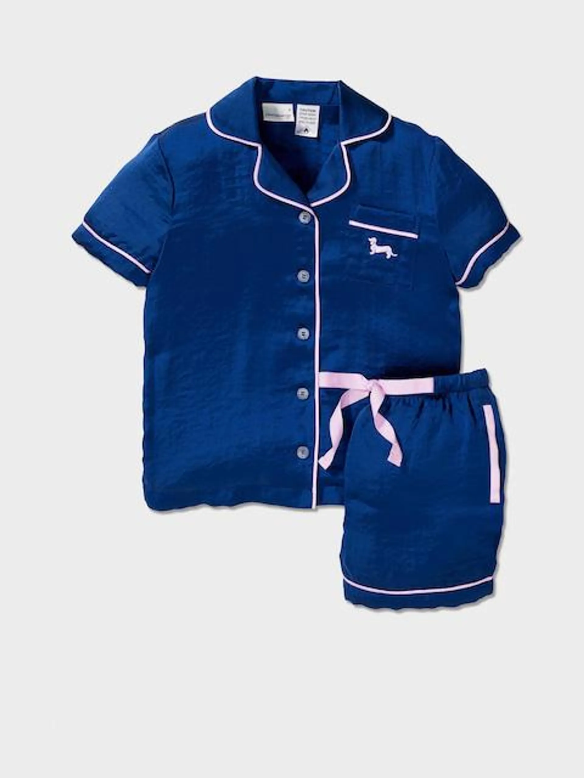 Jnr Girls Navy Chic Satin Pj Set