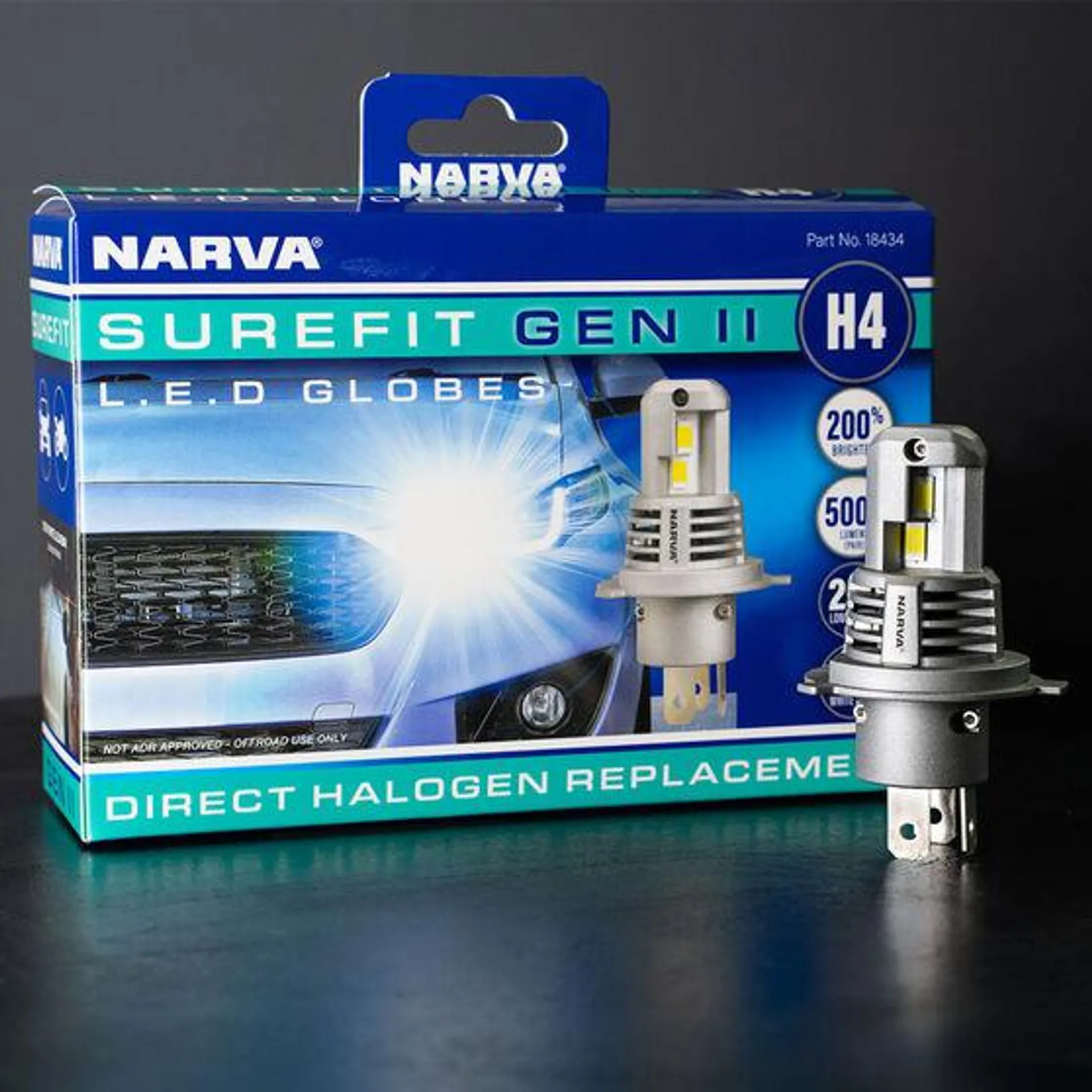 Narva Surefit LED Headlight Globes H4 12/24V