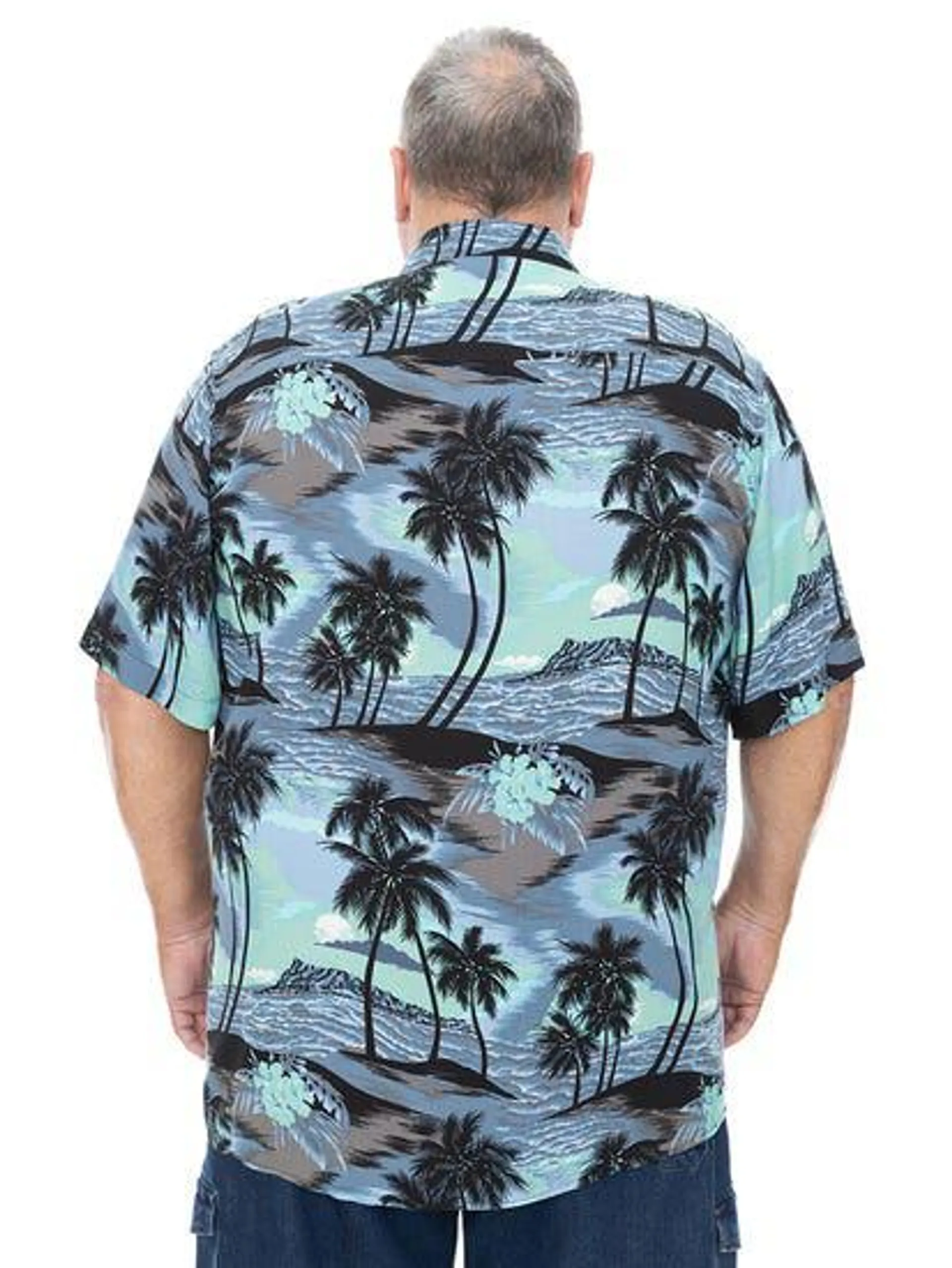 Big Mens Short Sleeve Blue Island Shirt