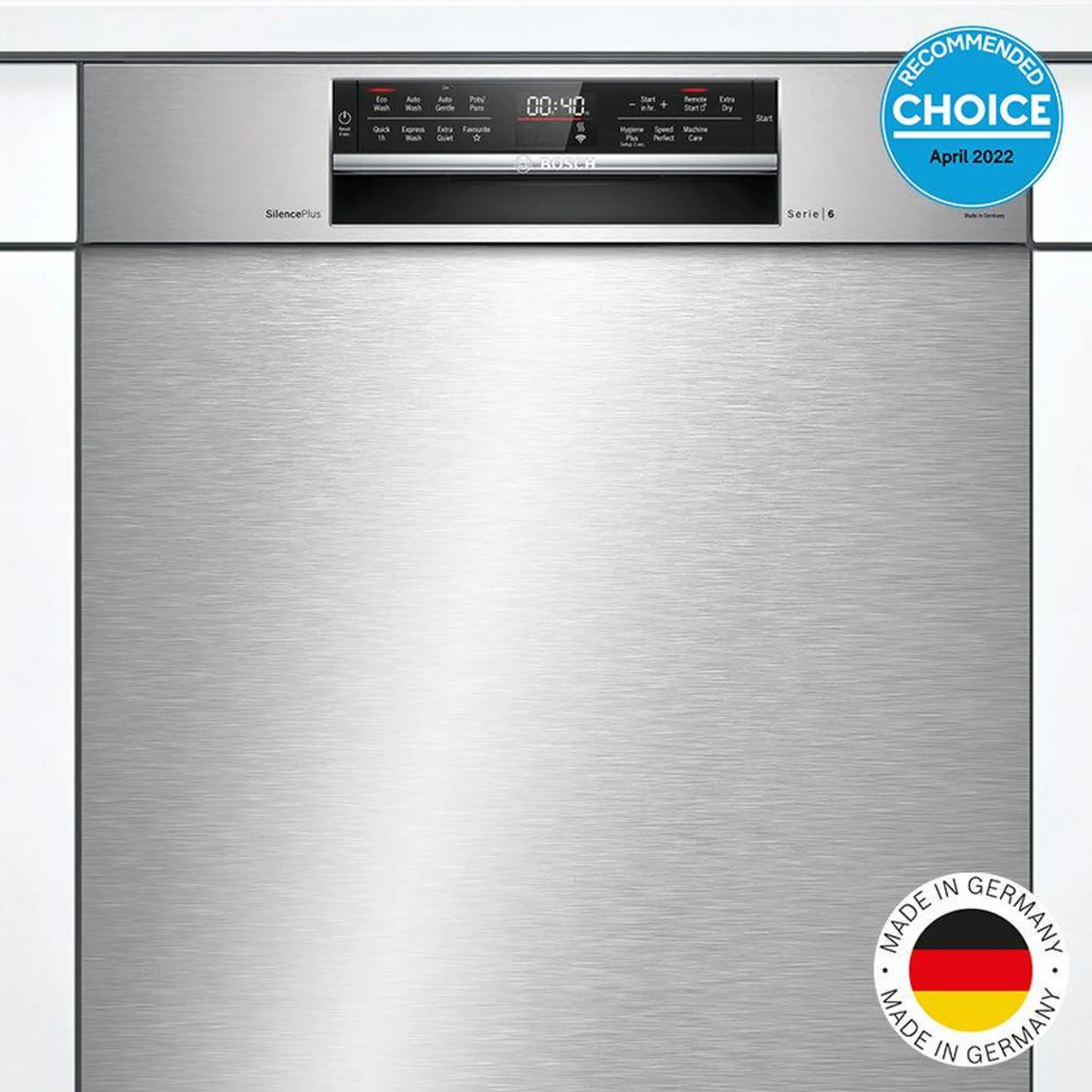 Bosch SMU6HCS01A Serie 6 Stainless Steel Built under Dishwasher