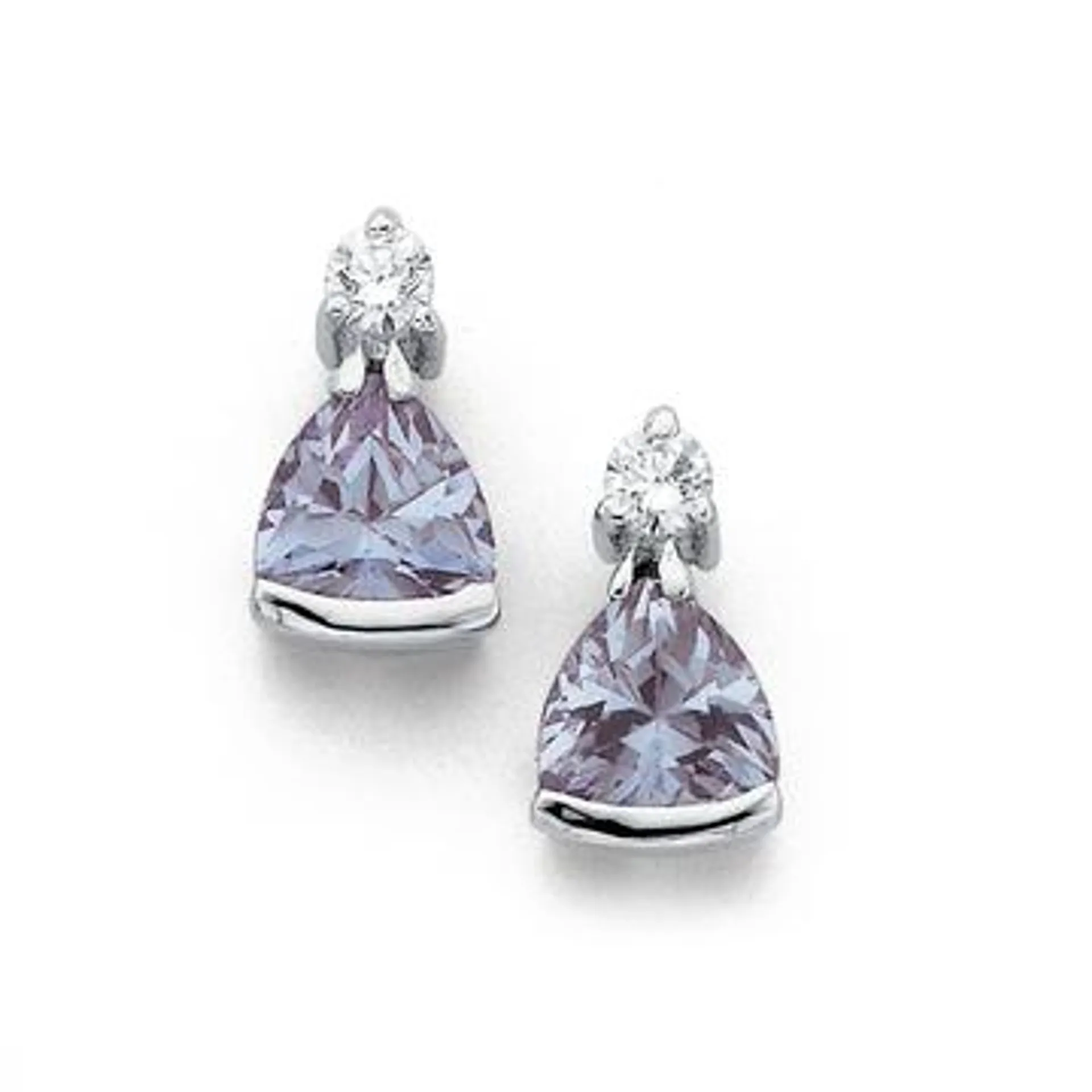 Silver Lavender Cubic Zirconia Earrings