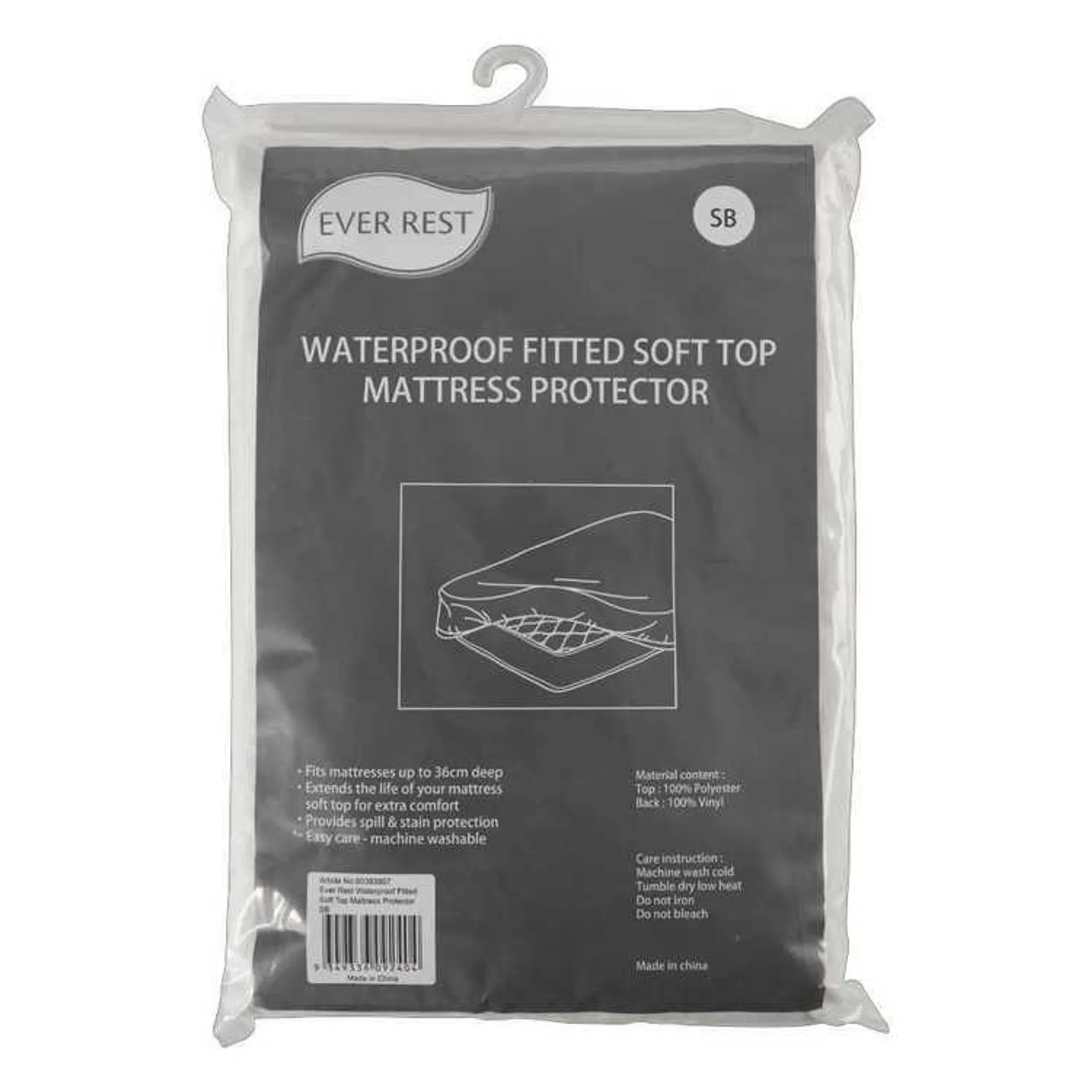 Ever Rest Waterproof Fitted Soft Top Mattress Protector White