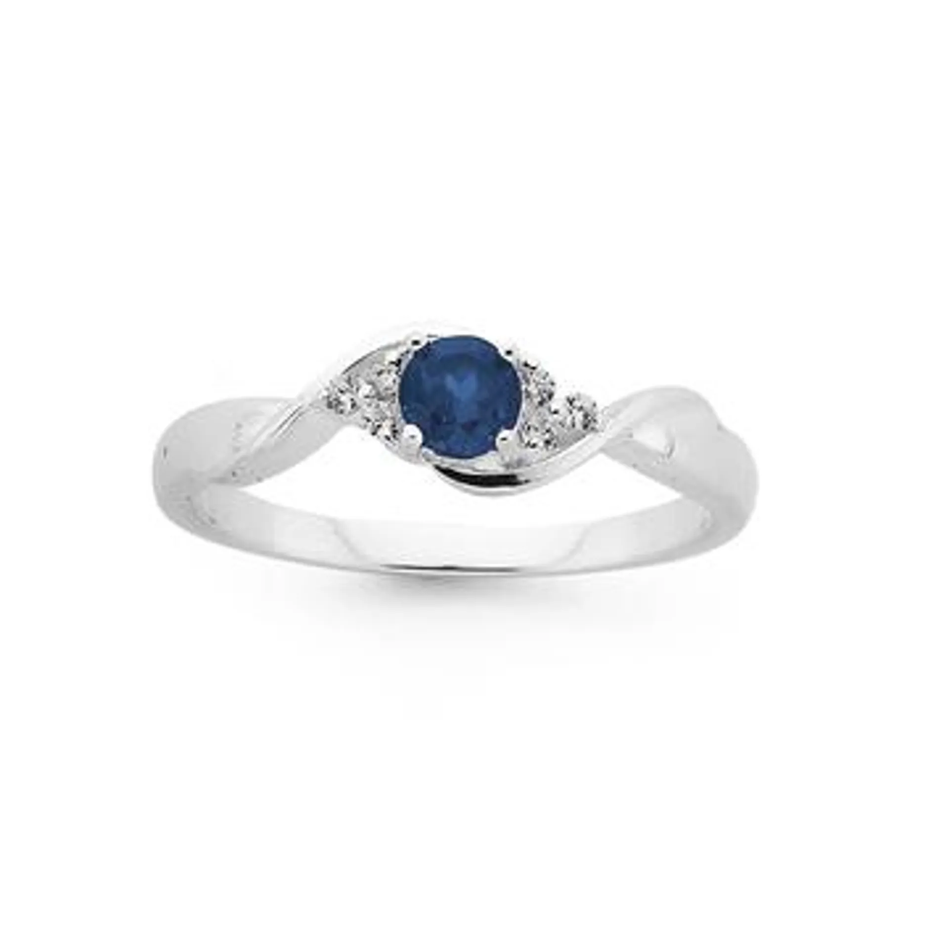 Silver Dark Blue Cubic Zirconia Dress Ring Size N