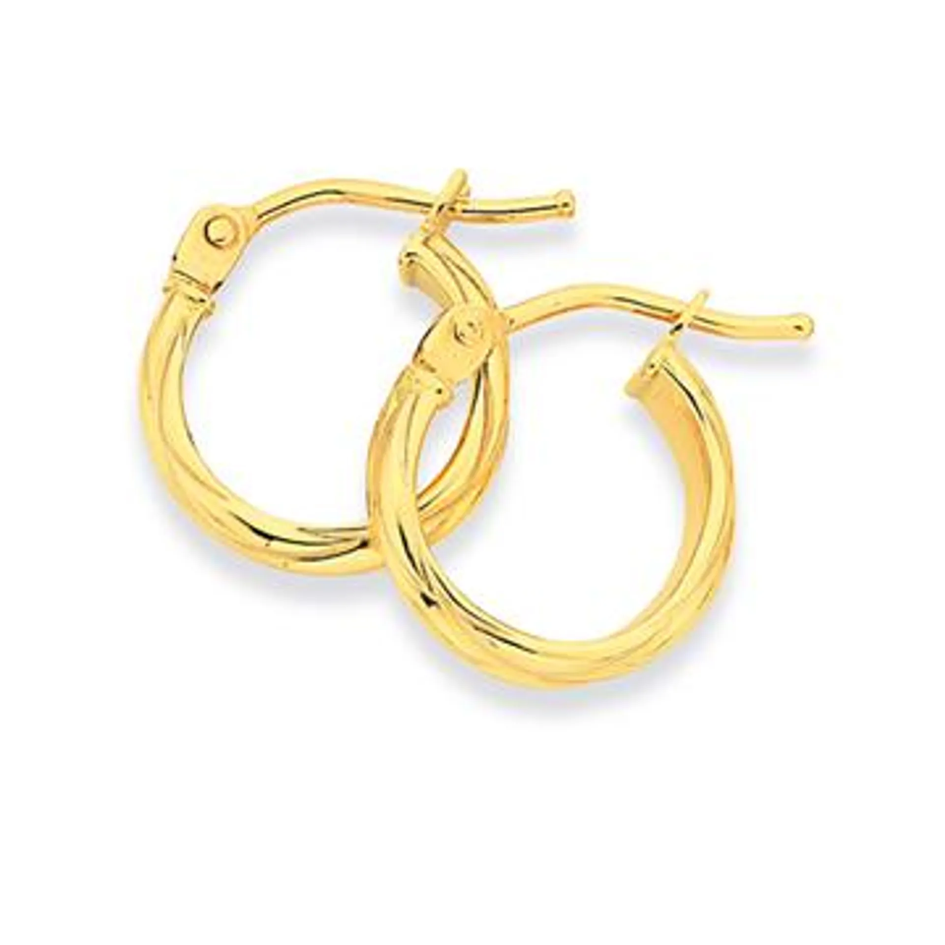 9ct Gold 8mm Half Round Twist Hoop Earrings