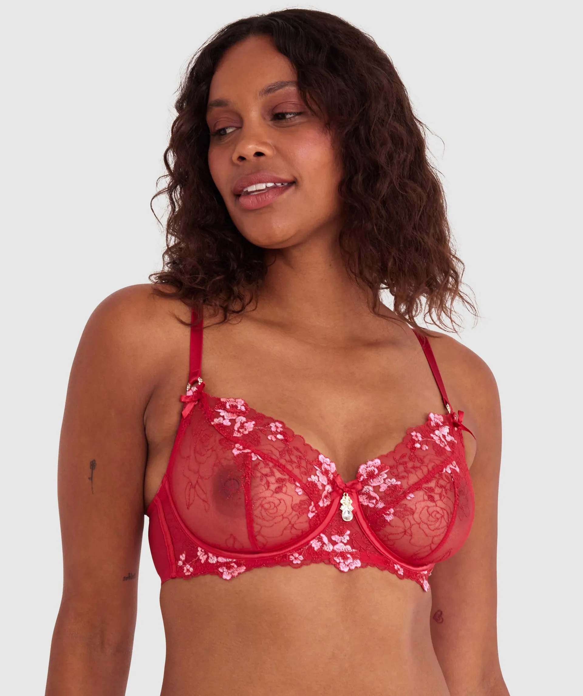 Enchanted Sakura Full Cup Bra - Red