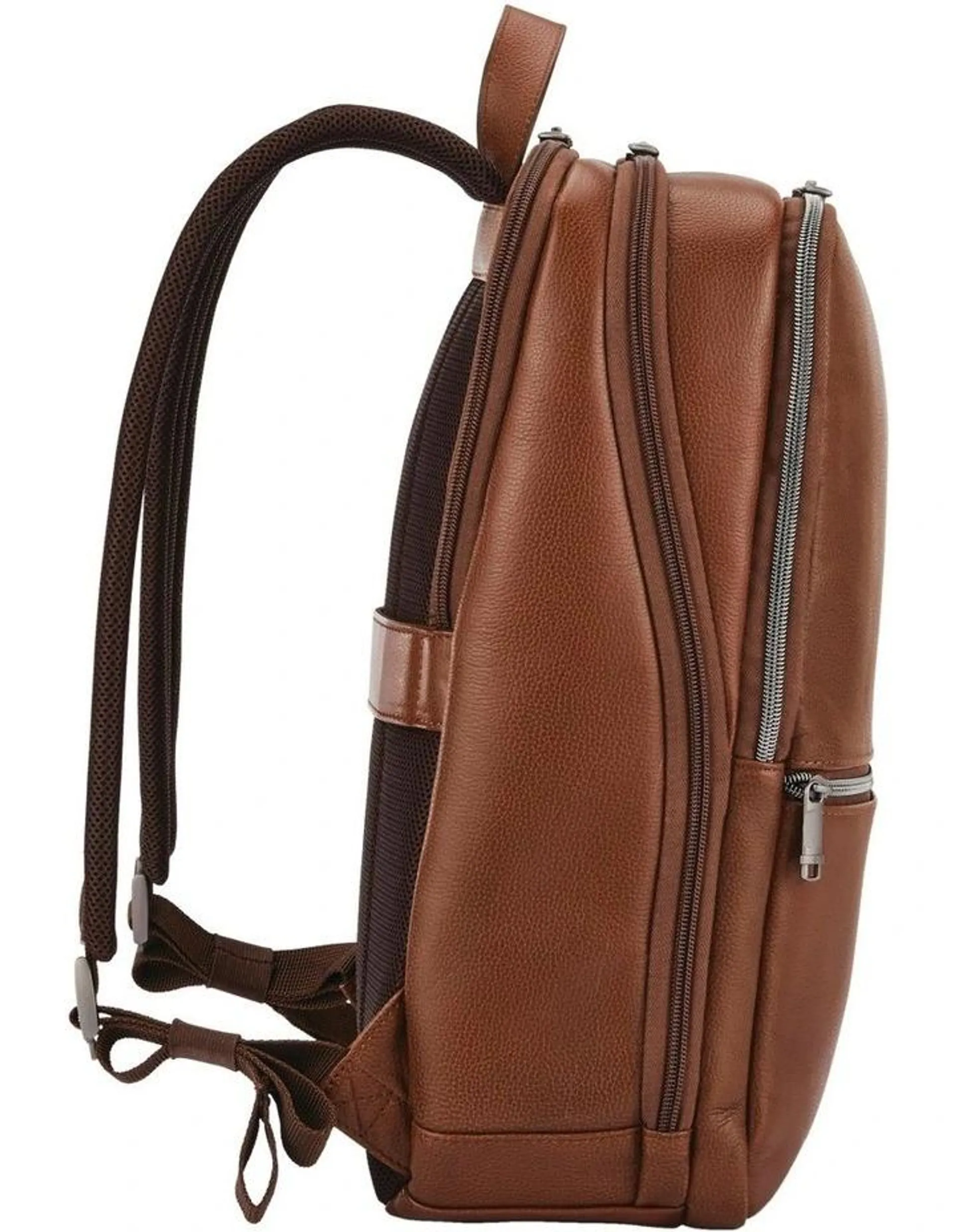 Classic Leather Slim Backpack in Cognac Brown