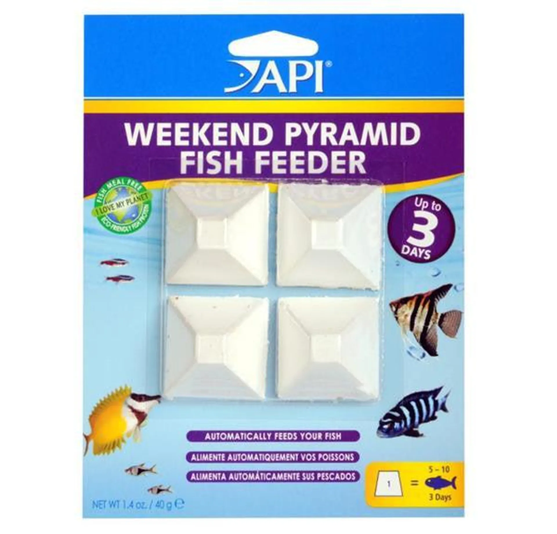 API - 3 Day Pyramid Fish Feeder (4pk)