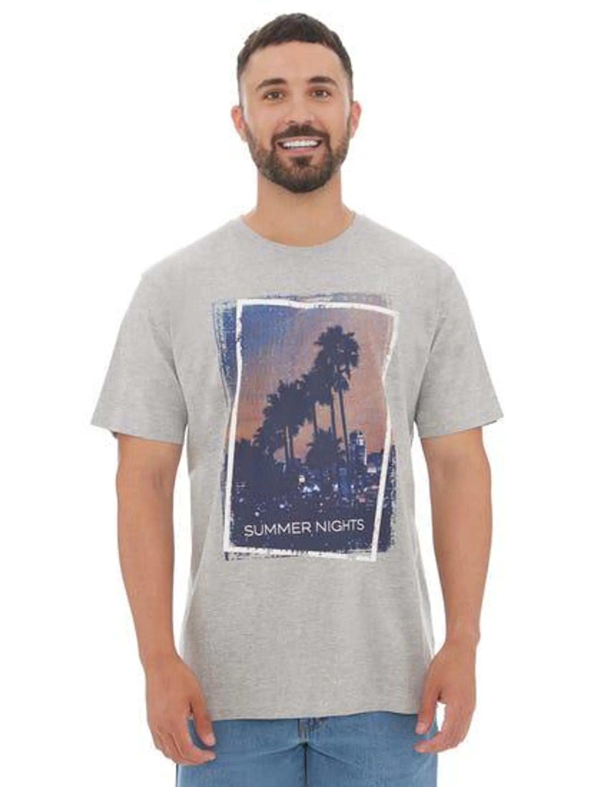 Lowes Grey City Scape Printed T-Shirt