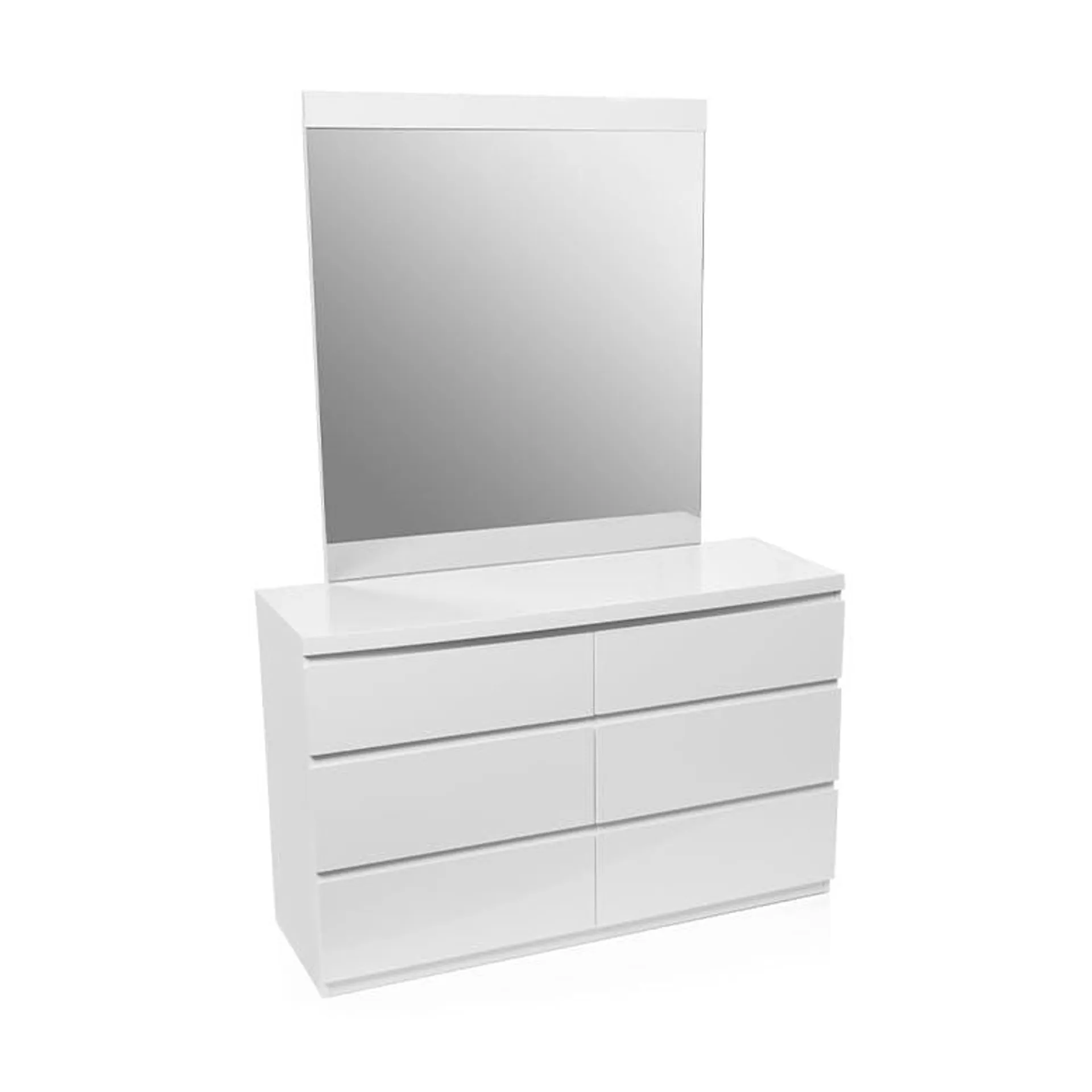 Ellipse Dresser (6 Drawer) & Mirror, Gloss White