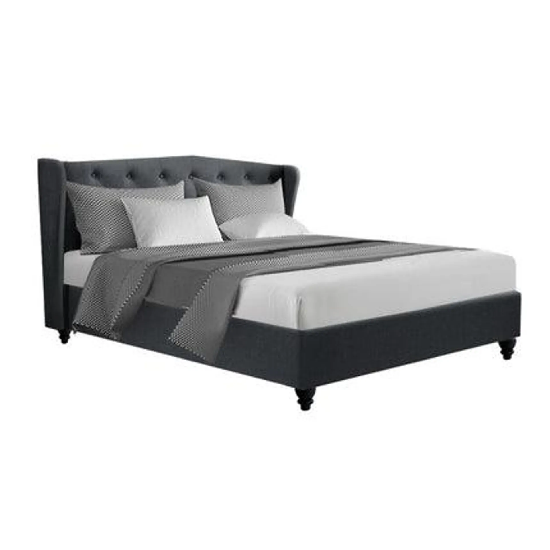 Pier Bed Frame Fabric - Charcoal Queen