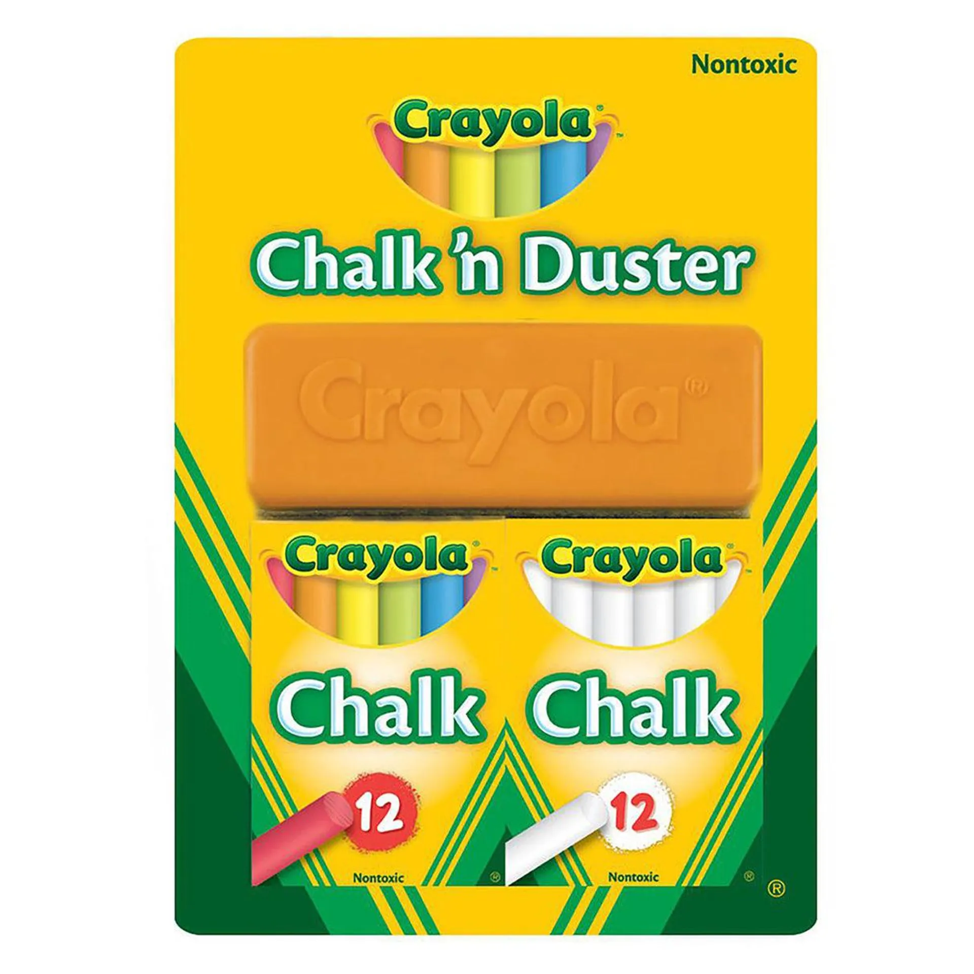 Crayola Chalk n Duster Set (Pack of 24 Chalk Sticks)