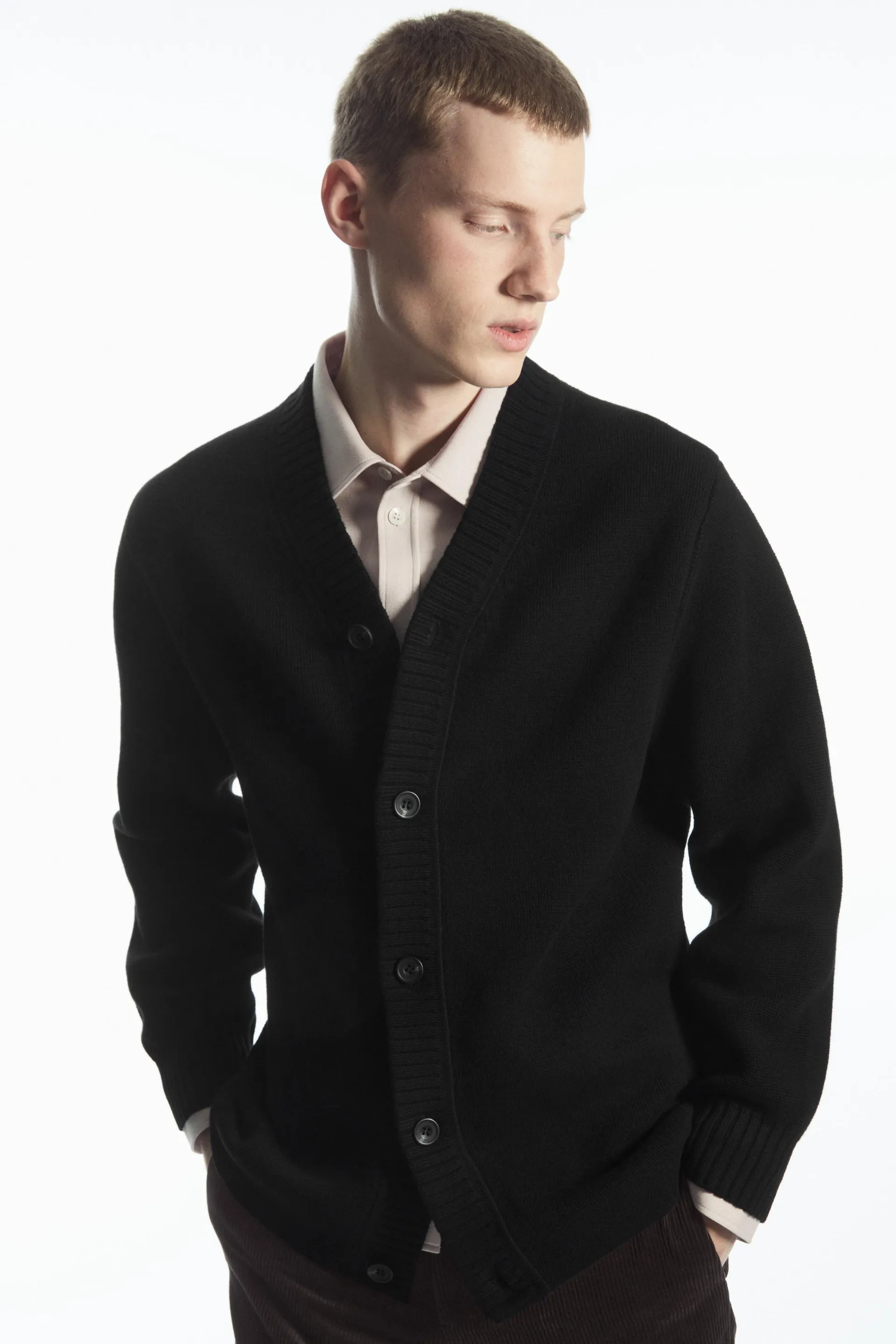 V-NECK WOOL-BLEND CARDIGAN