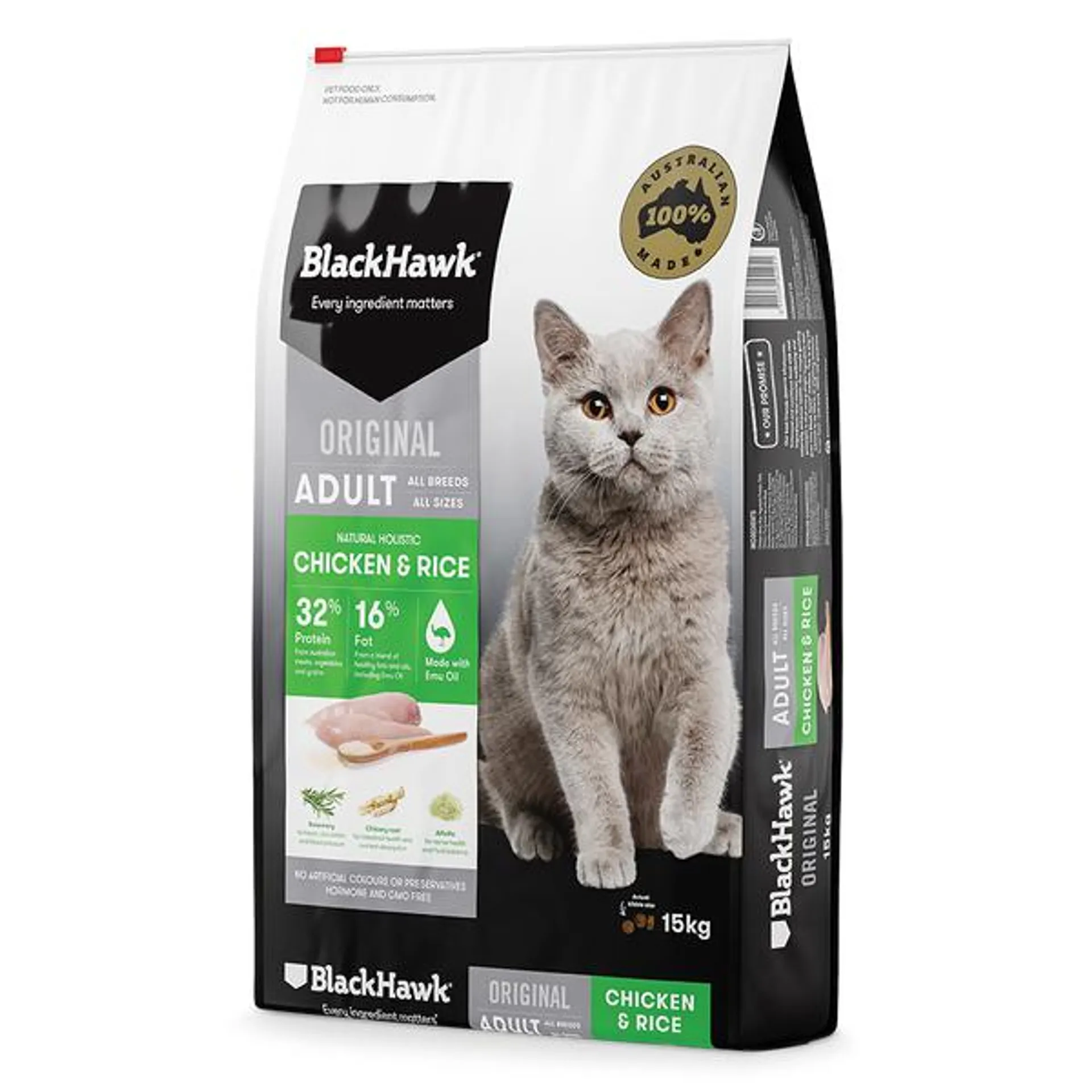 Black Hawk - Chicken & Rice Cat Dry Food (15kg)