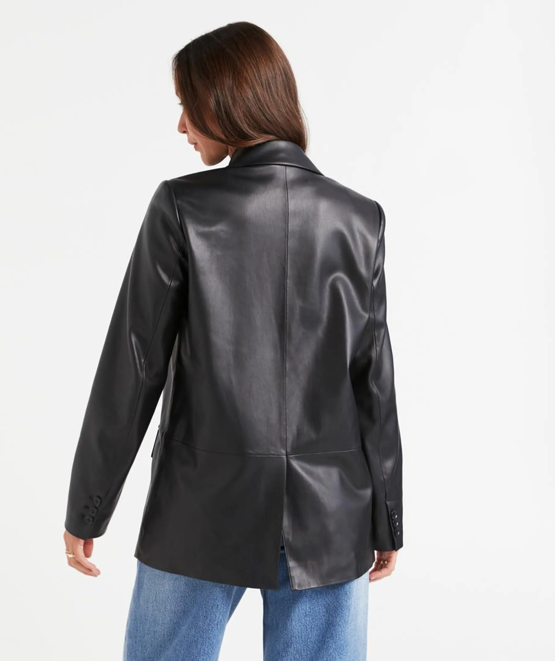 MAGGIE FAUX LEATHER BLAZER