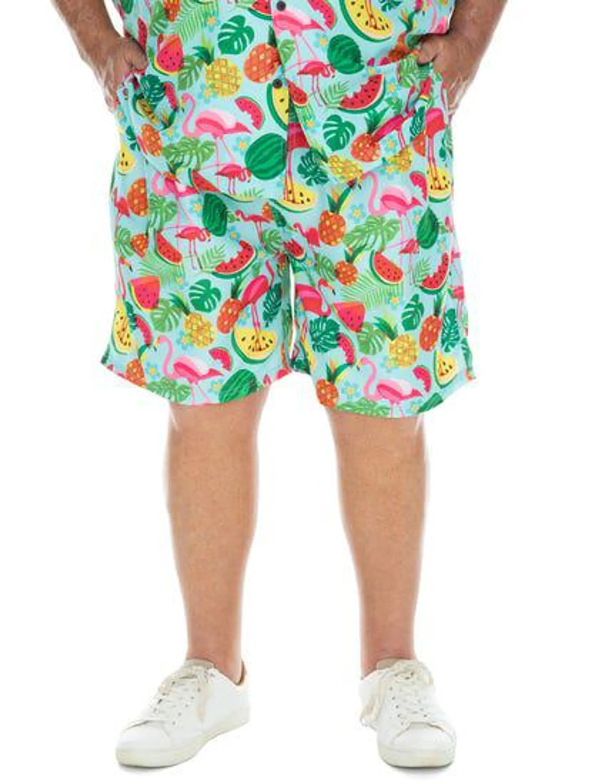 Big Mens Party Shorts Fruity Flamingo