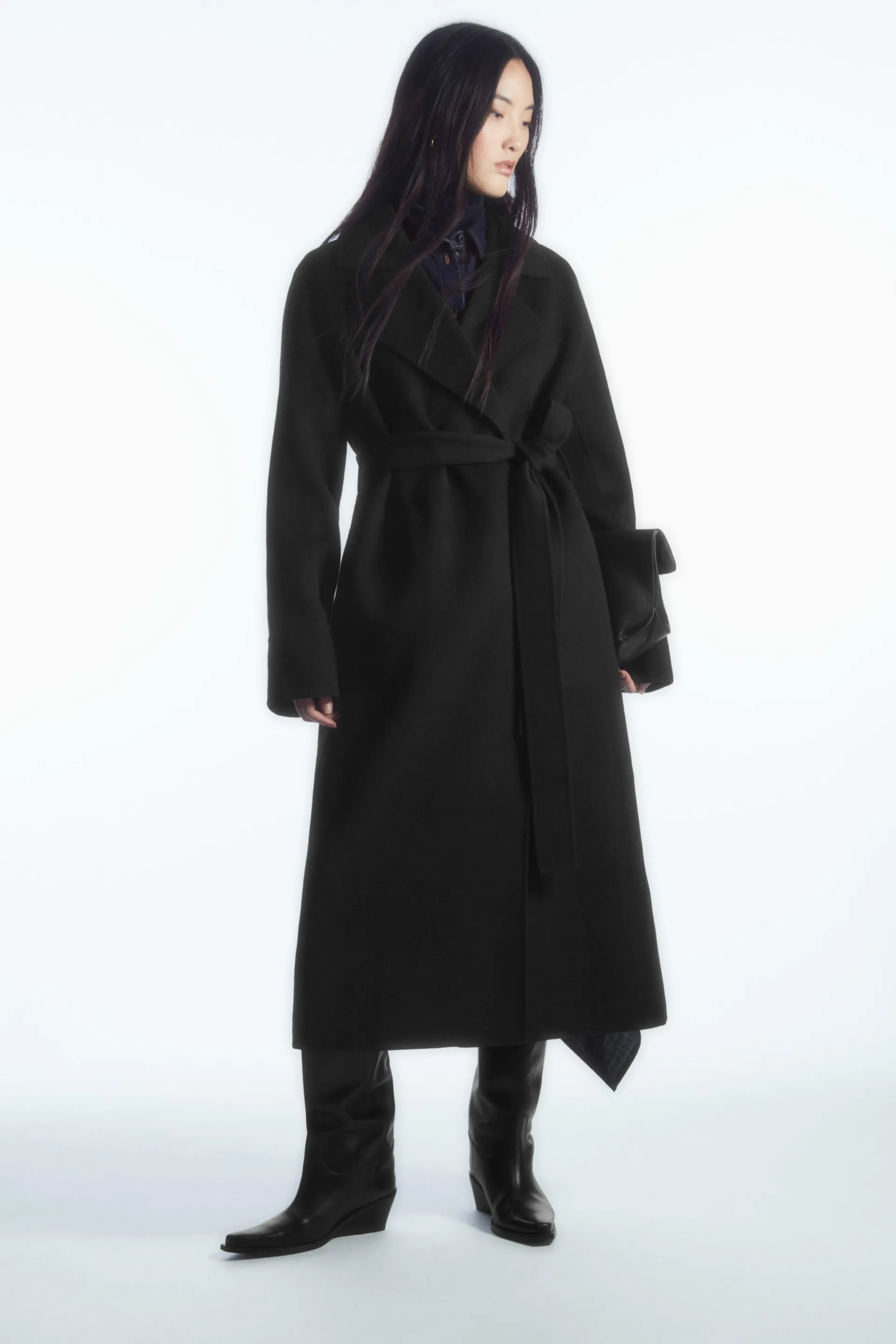 BELTED DOUBLE-FACED WOOL COAT