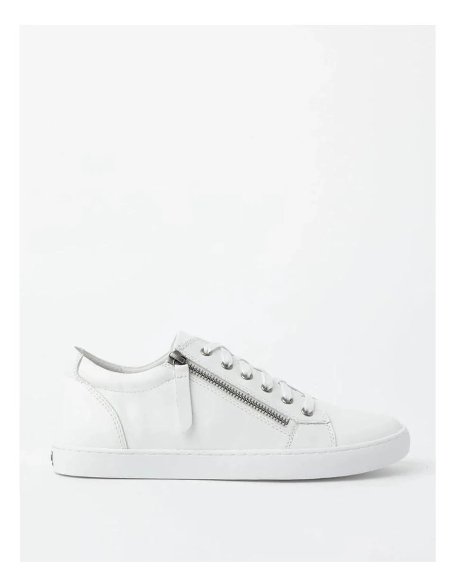 Zia Leather Zip Up Sneaker in White