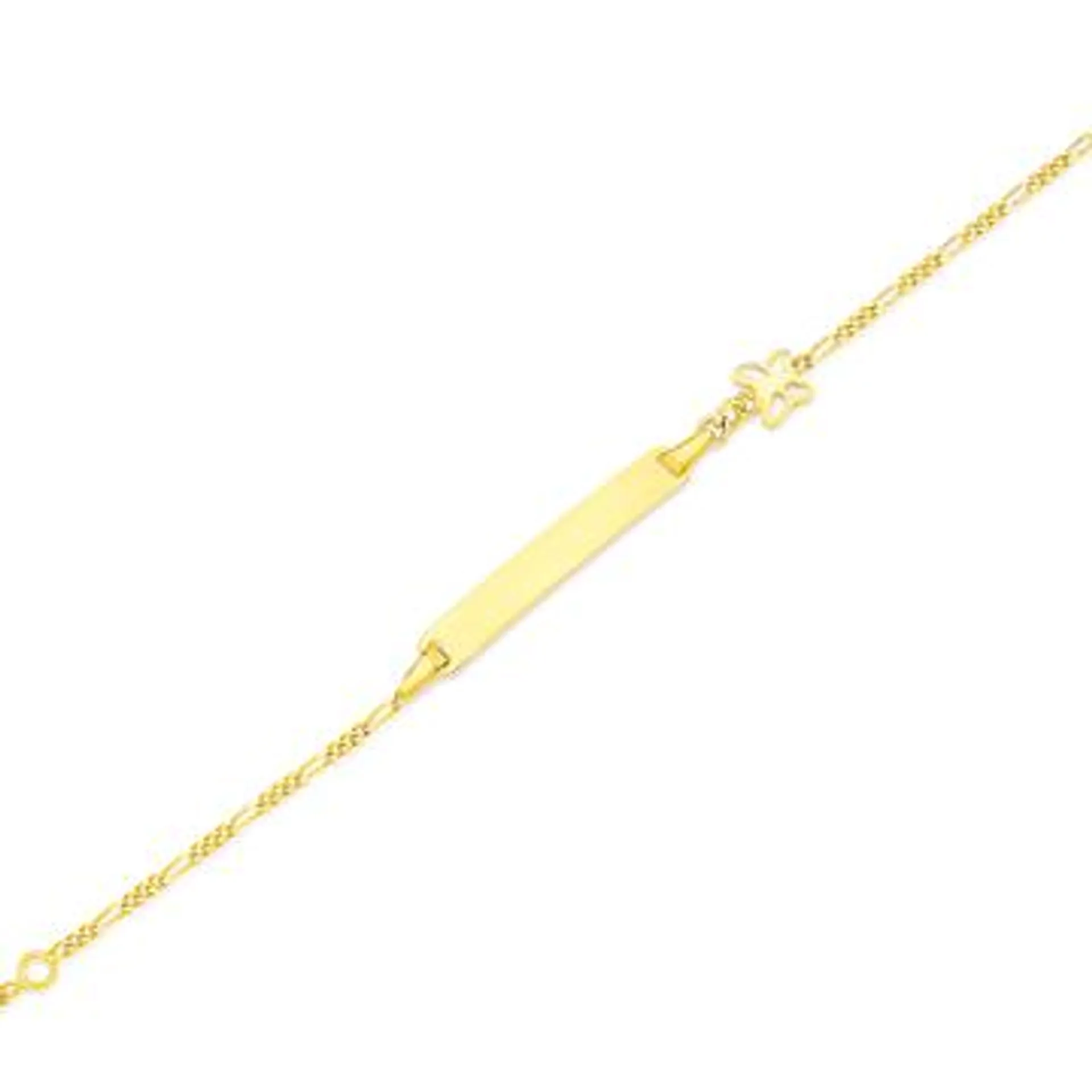 9ct Gold 14cm Hollow Figaro Butterfly I.D. Bracelet