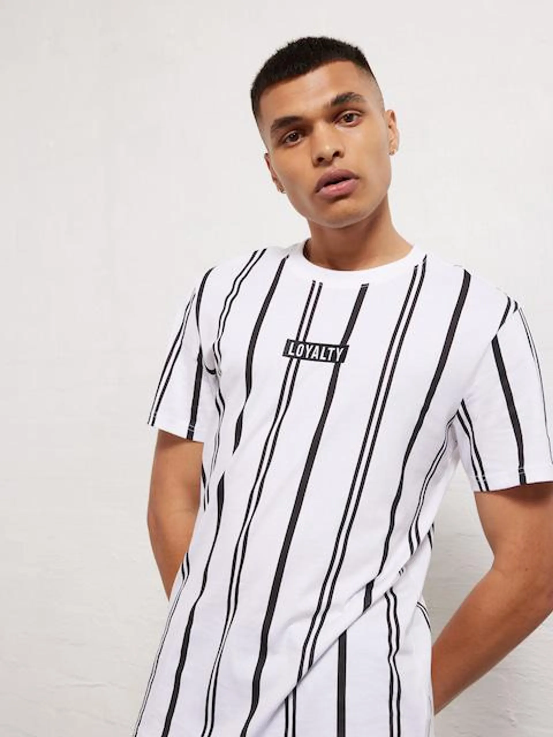 Vertical Stripe Embroidered Loyalty Tee