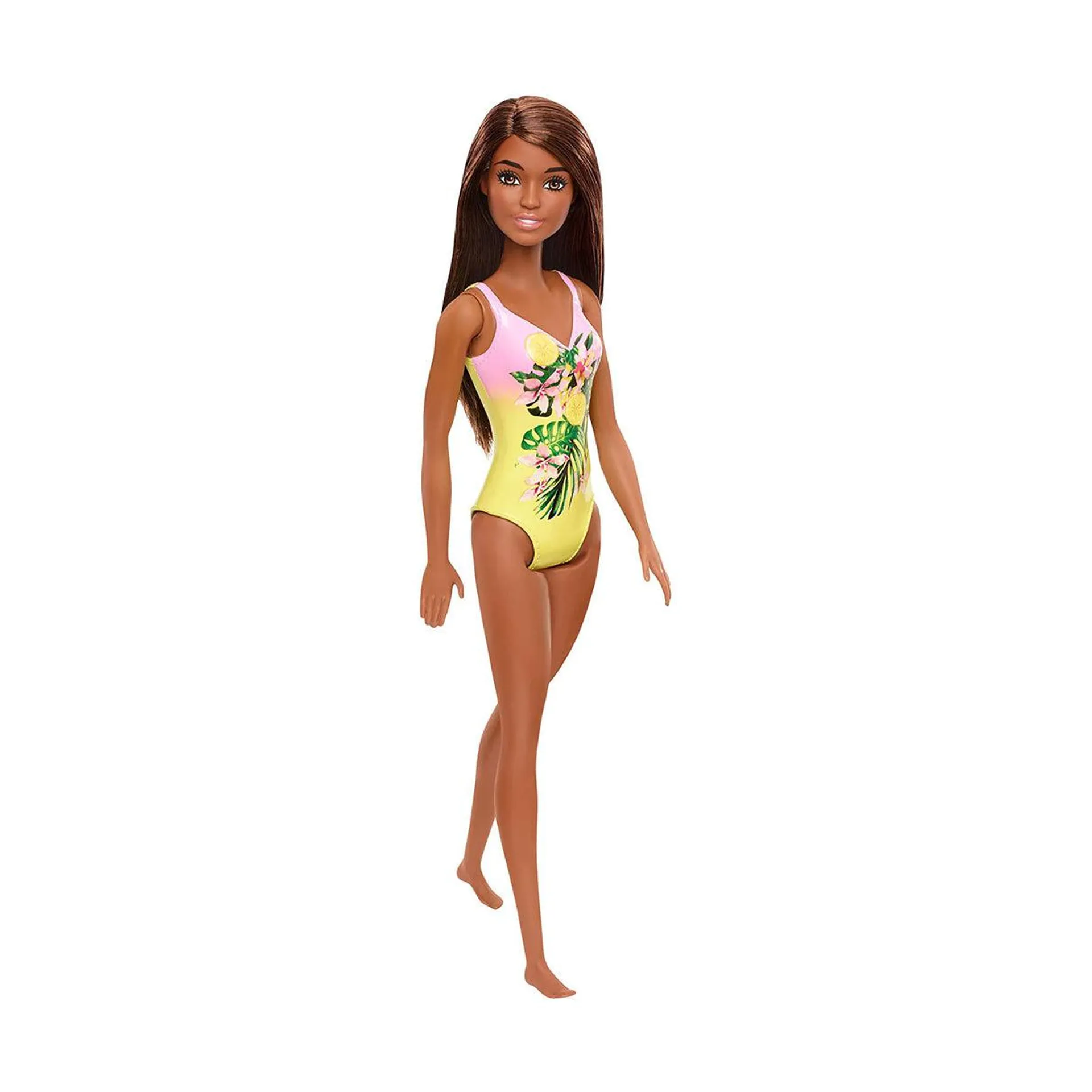 Barbie Beach Doll - Pink/Yellow Swimsuit