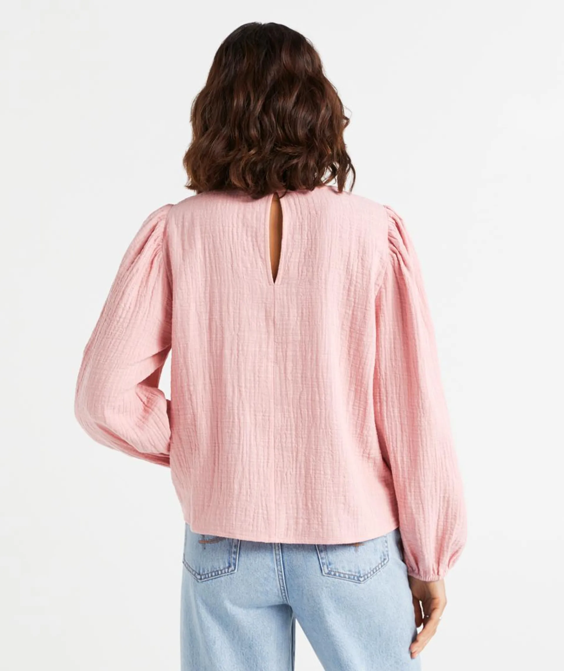 INES TEXTURED LONG SLEEVE BLOUSE