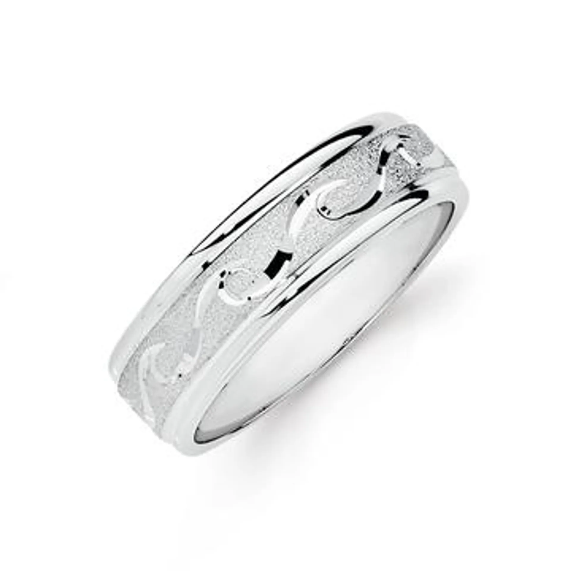 Silver Satin Centre Wave Ring