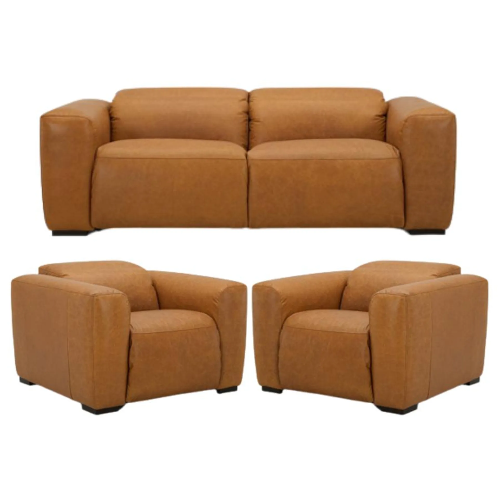 Georgina 3 Piece Tan Leather Electric Recliner Package