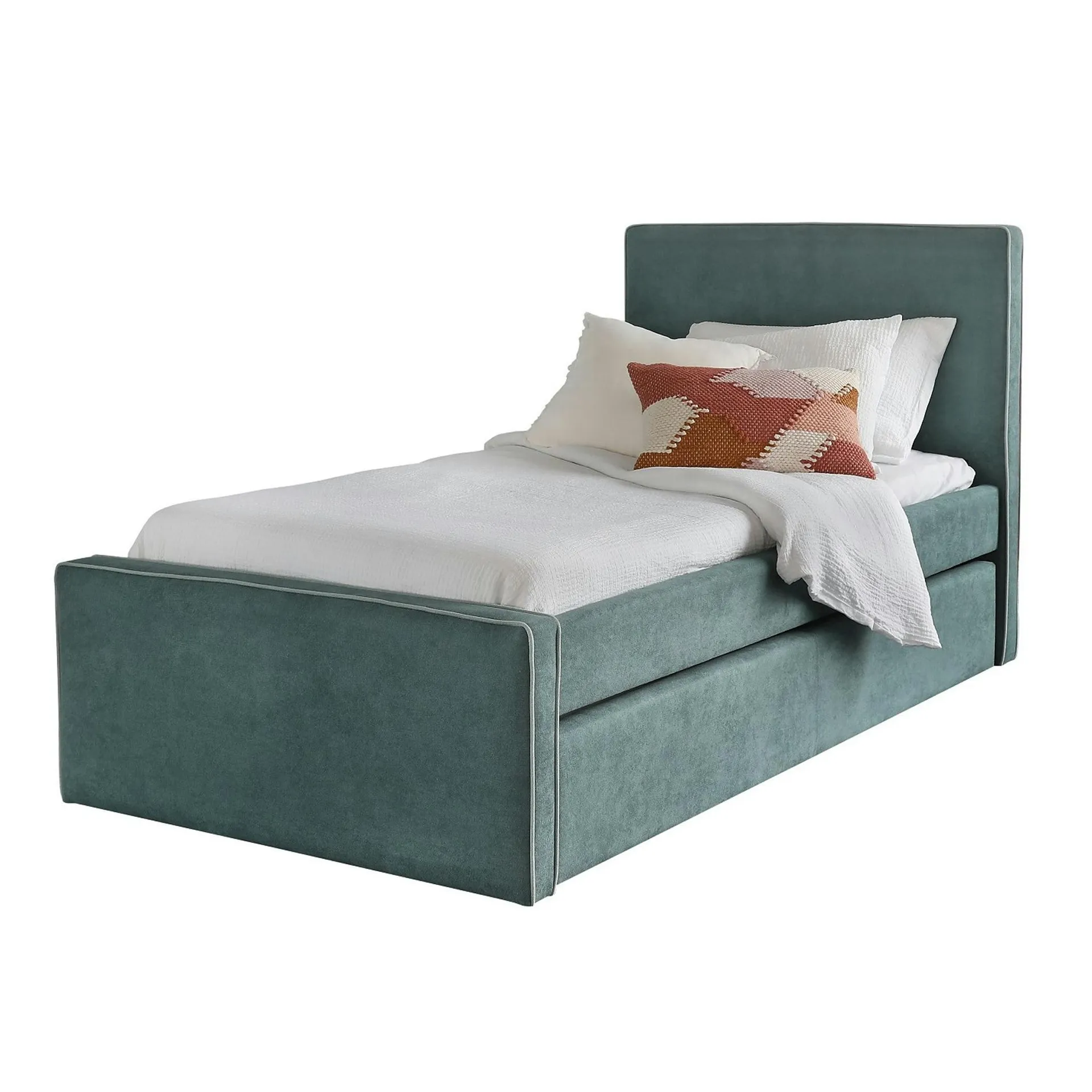 Coco King Single Bed Frame With Trundle, Teal