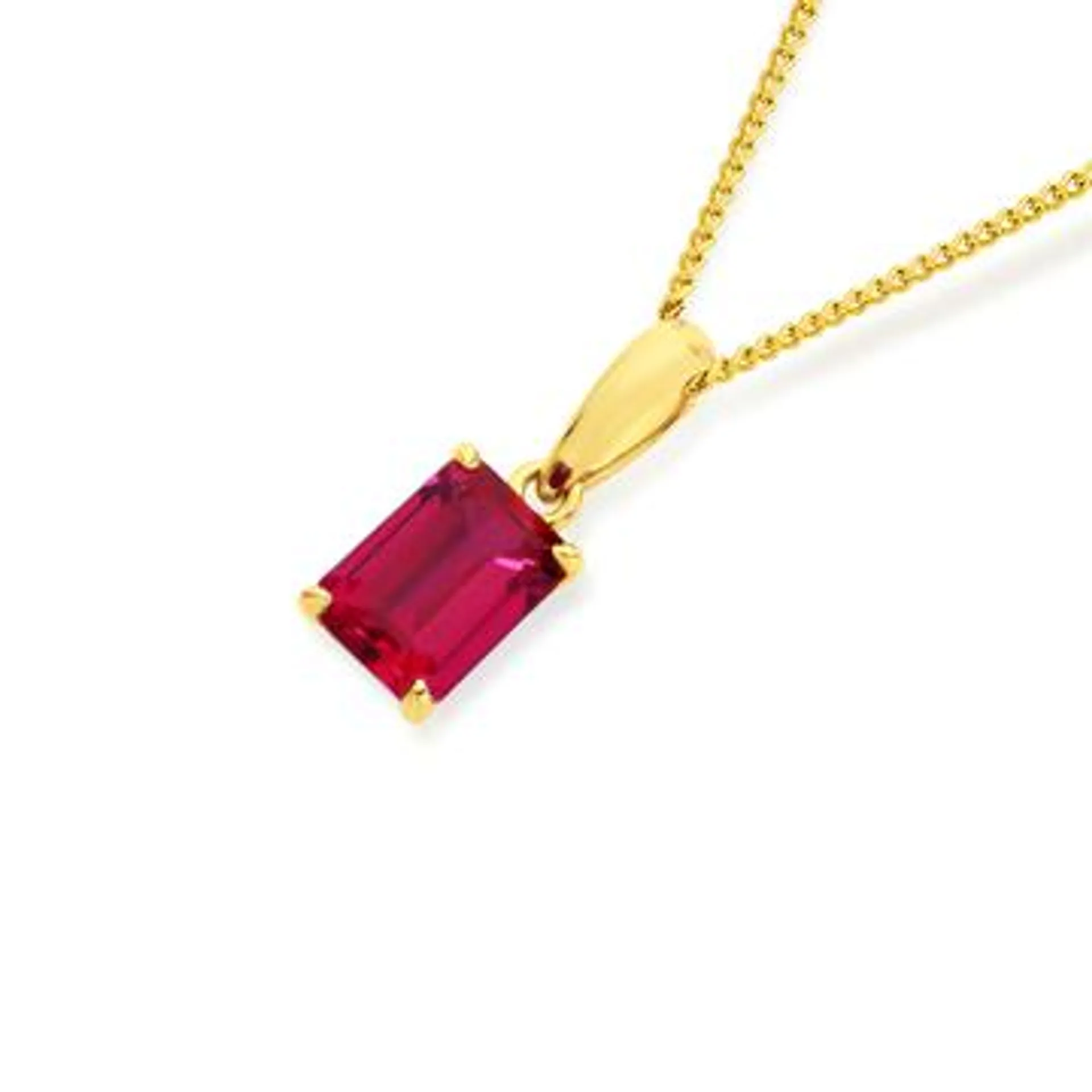 9ct Gold Created Ruby Pendant