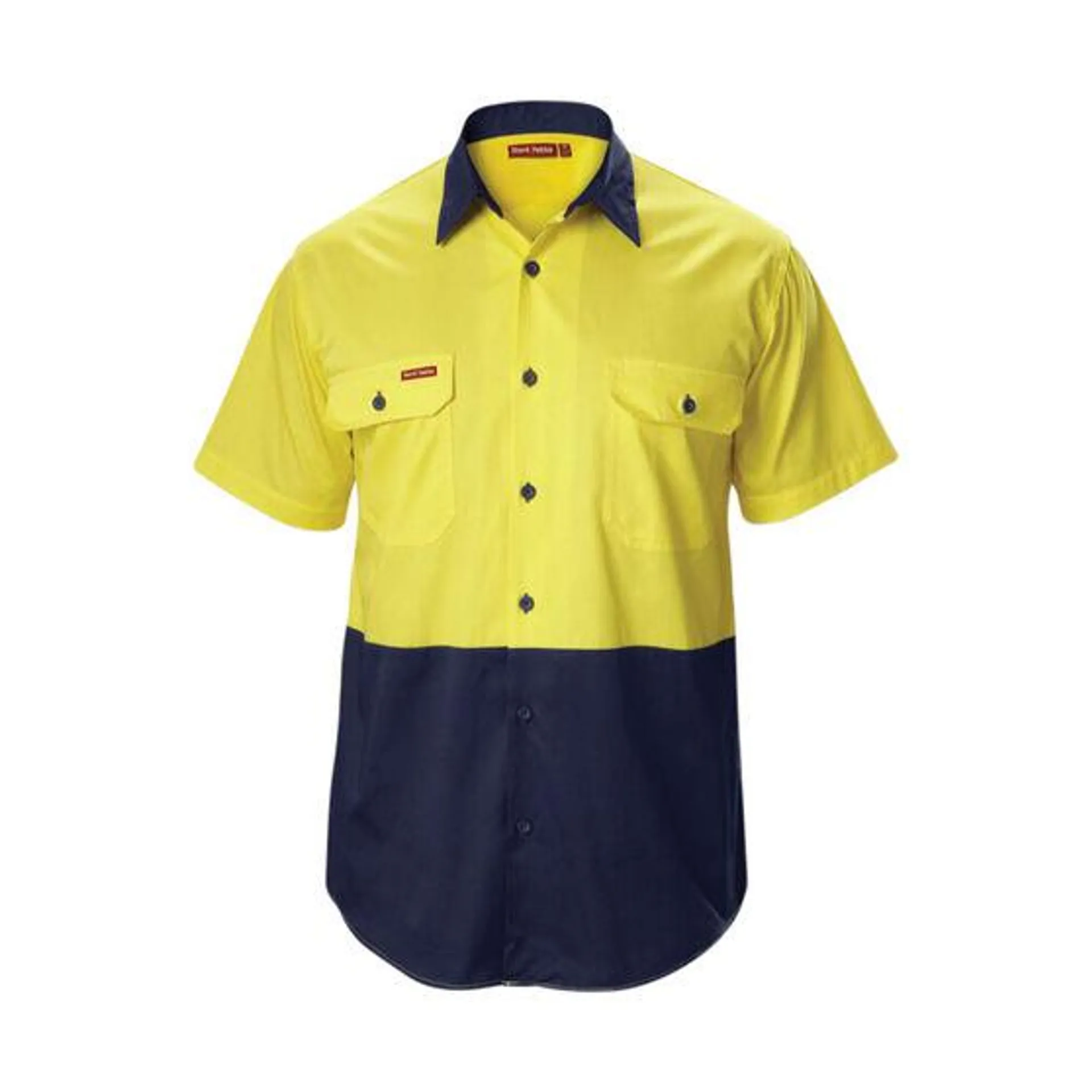 Hard Yakka Koolgear Hi Vis 2Tone Vented Short-Sleeved Yellow/Navy