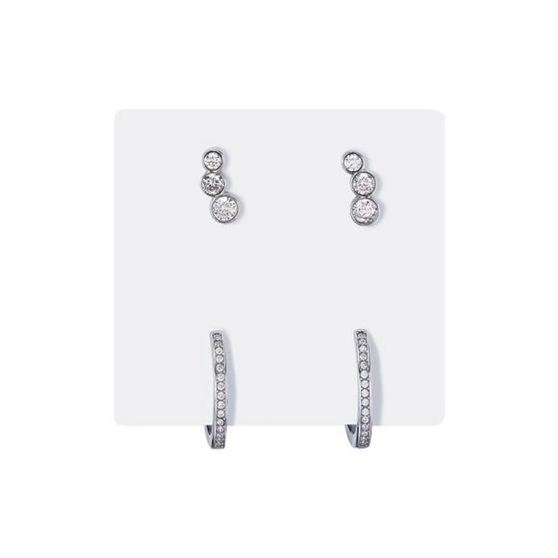 Stainless Steel Hoop & Crawler Earrings 2-Pack