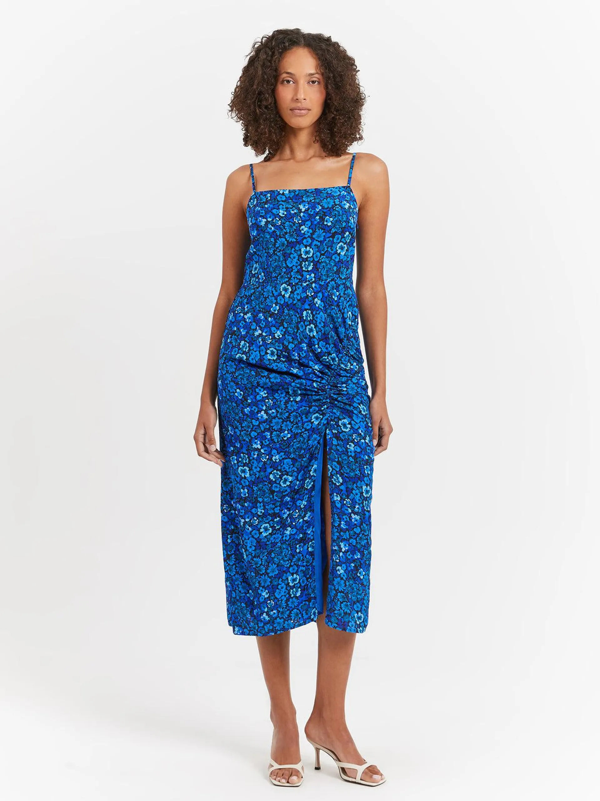 Elyna Midi Dress in Azure Floral