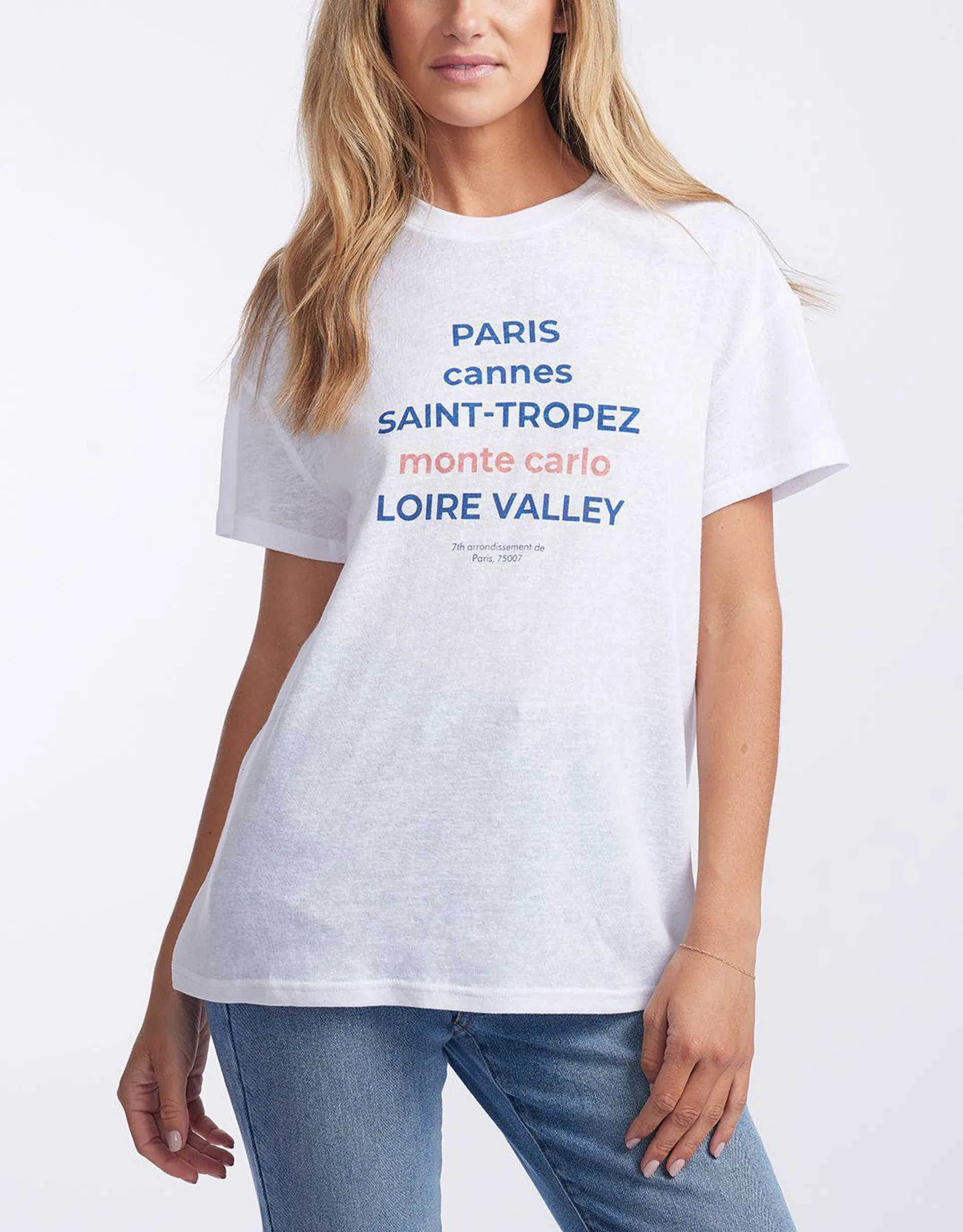 French Cities Tee - White/Navy/Red
