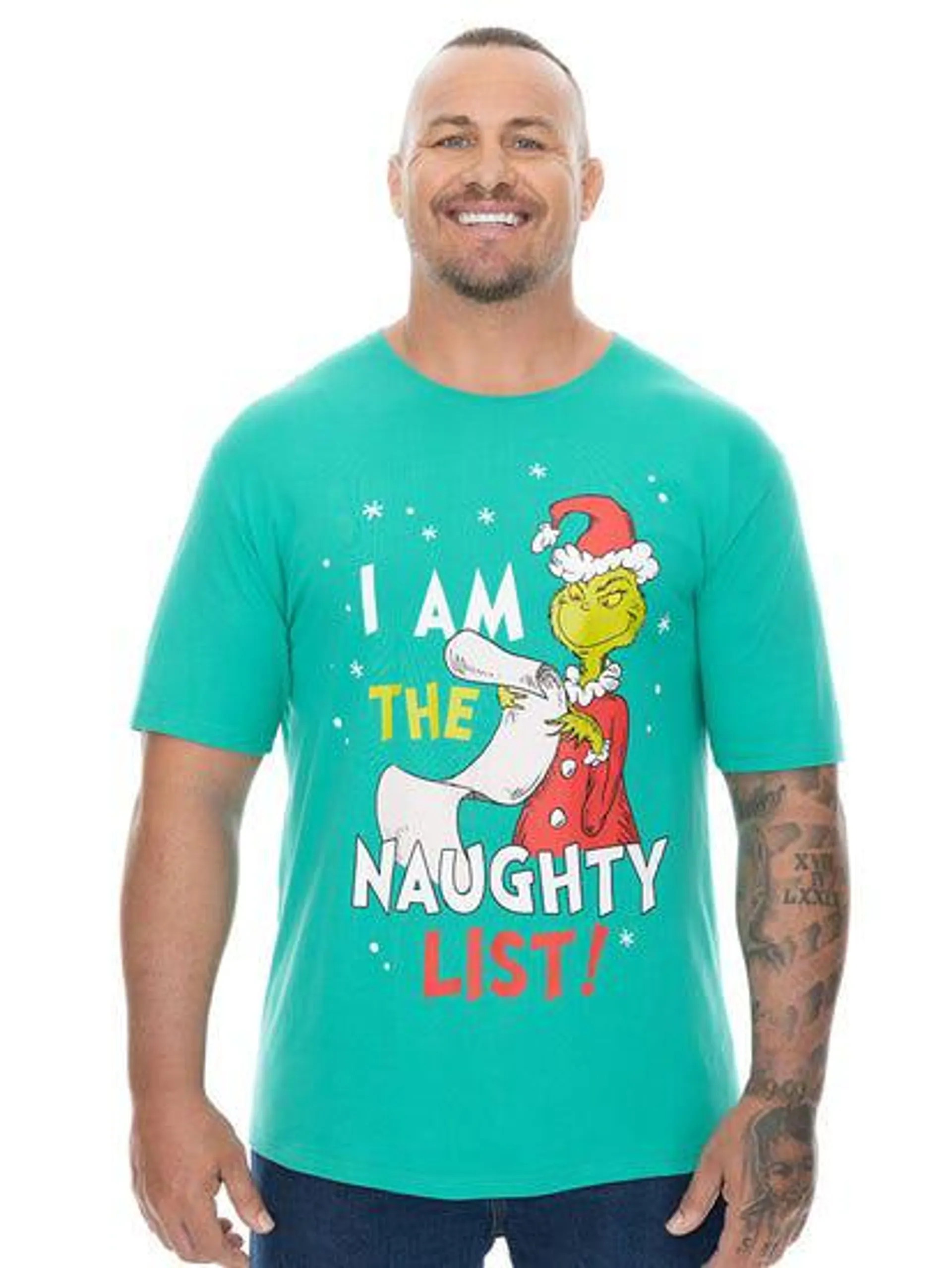 Built N Fit Christmas Grinch Naughty List T-Shirt