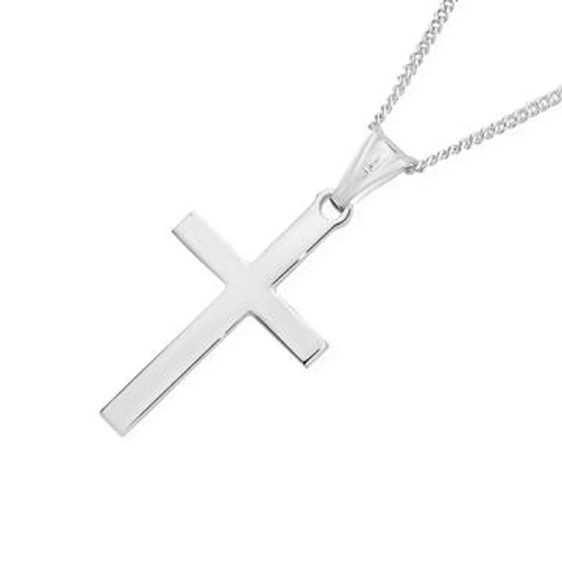 Silver 25mm Square Edge Cross Pendant