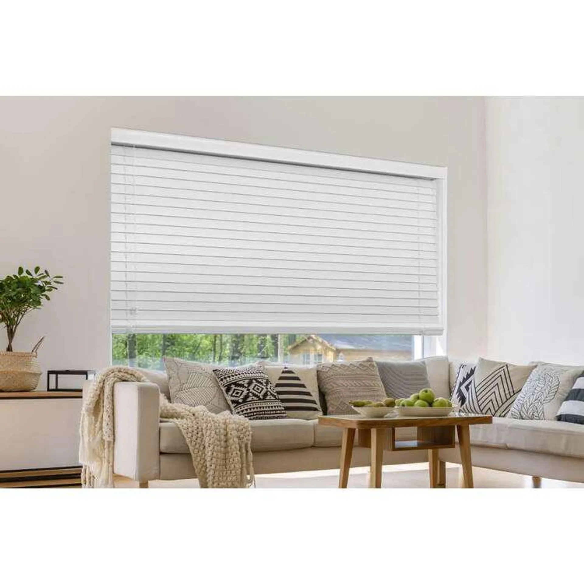 Windowshade Extra Wide 50 mm White Faux Wood Venetian Blind White