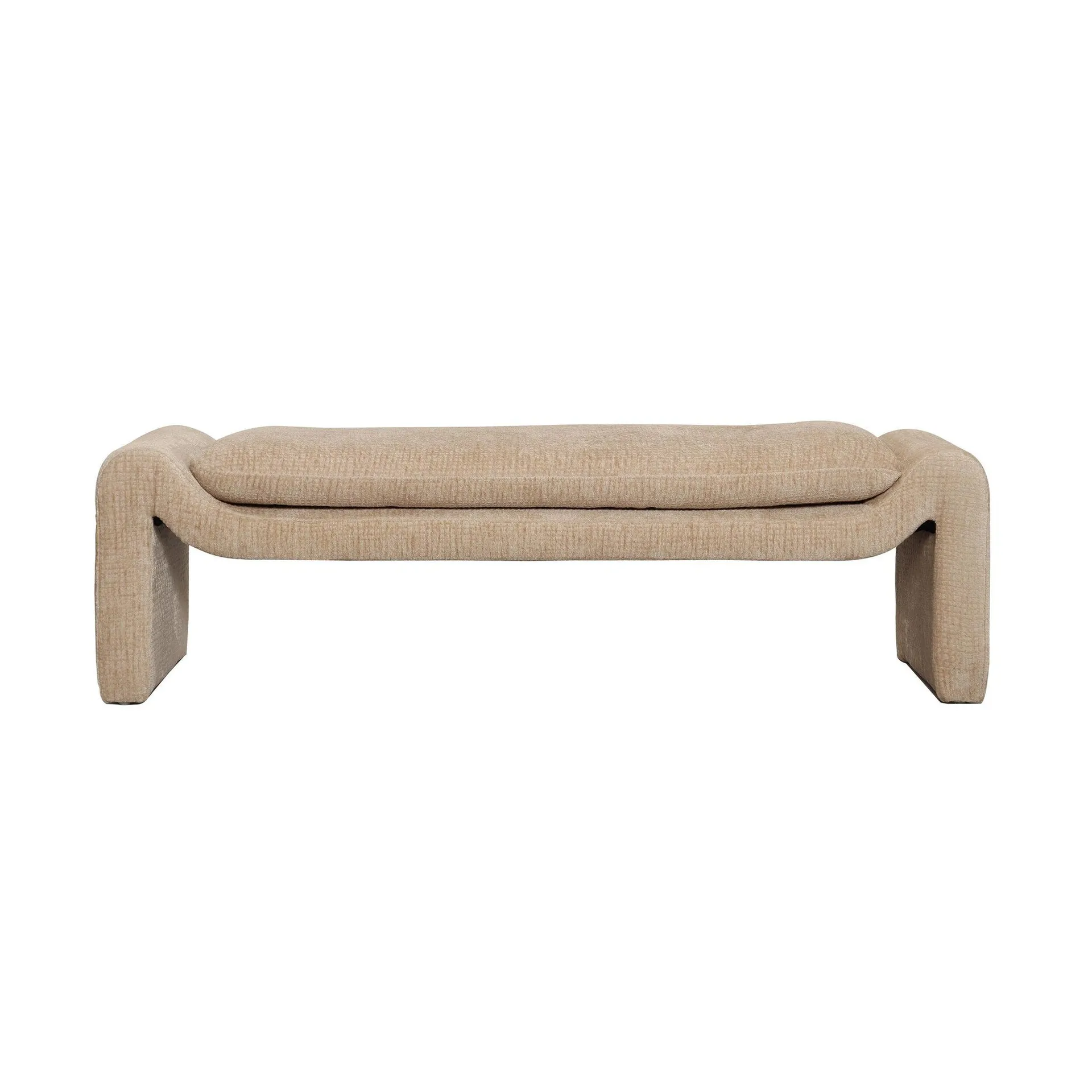 Axton Curve Bench Taupe Grid