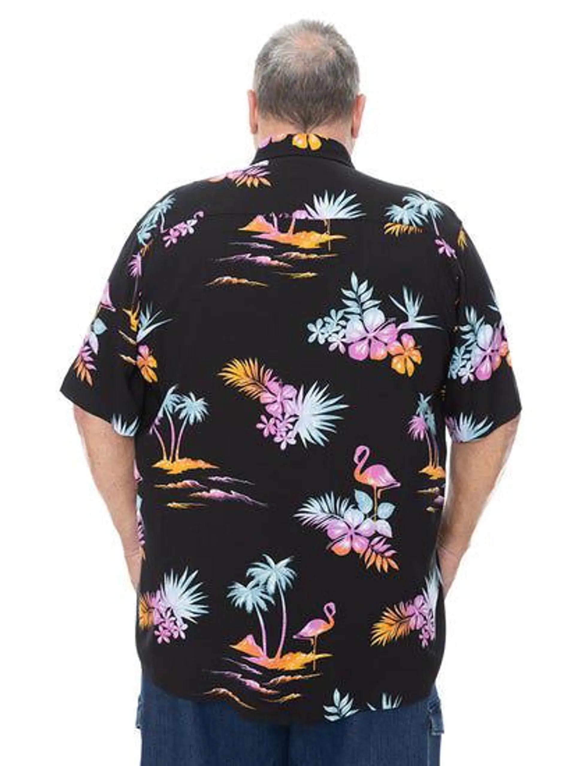 Big Mens Short Sleeve Flamingo Paradise Shirt